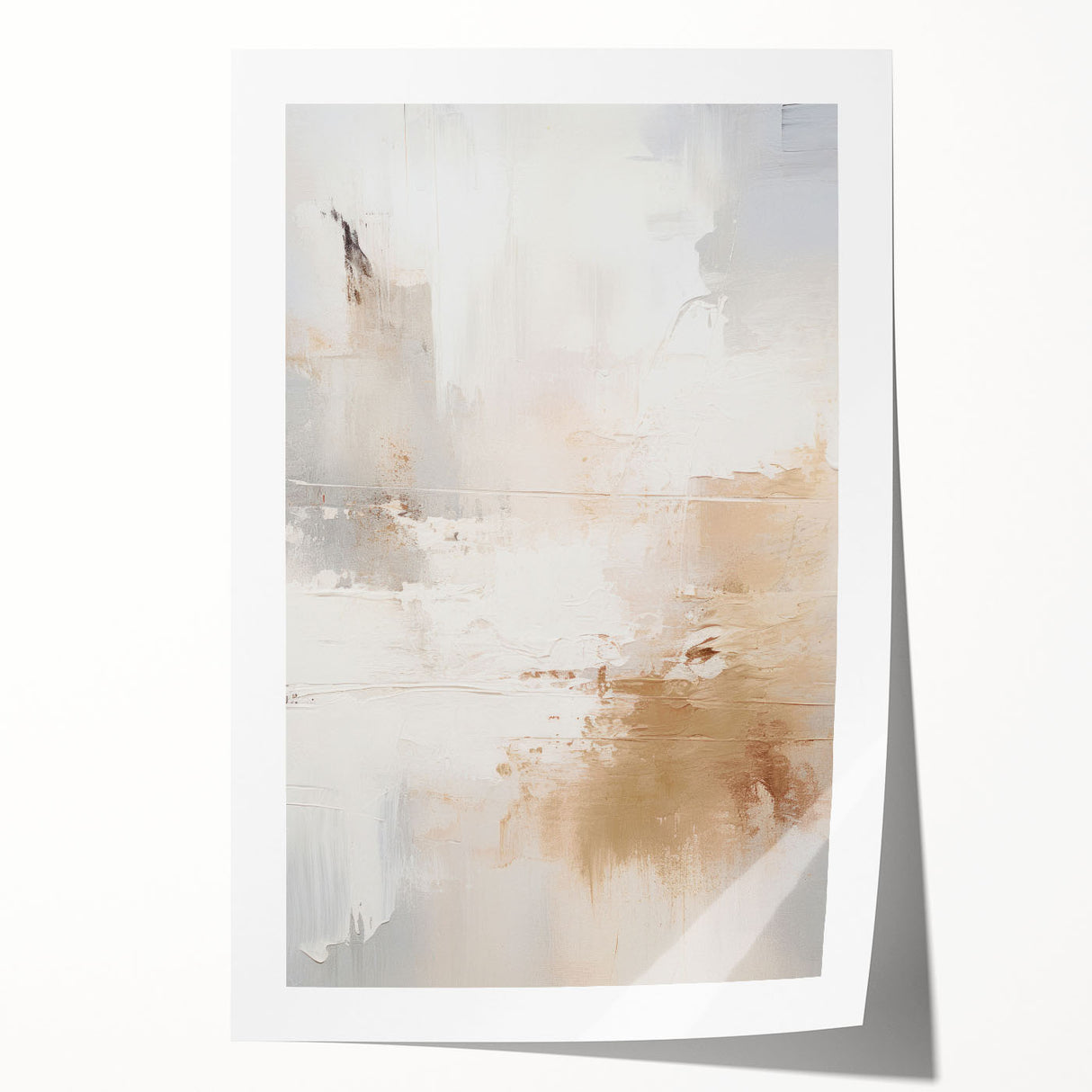 Abstract modern wall art print featuring vibrant colors and dynamic shapes, rolled and ready for display. Ideal for contemporary home decor or office spaces.