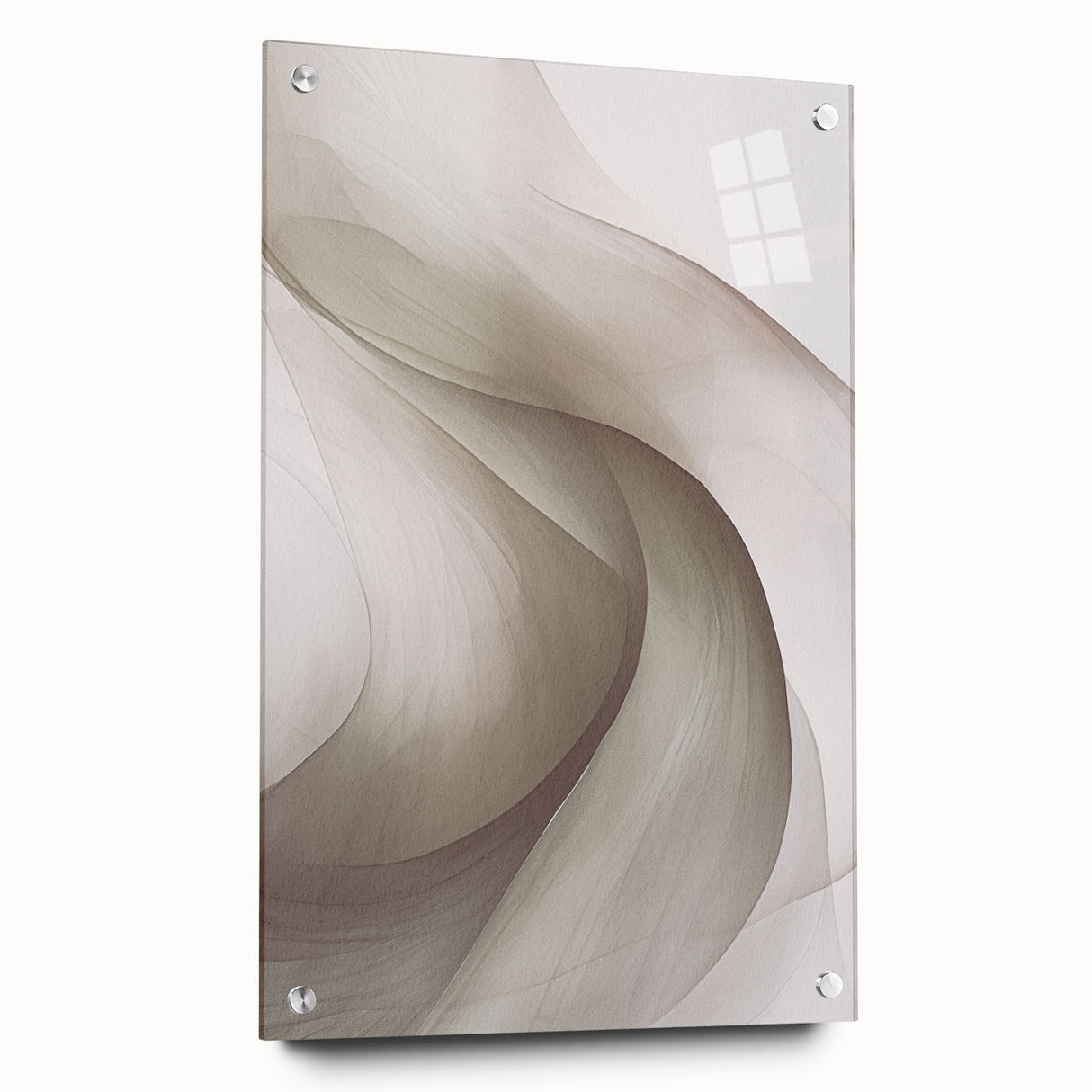 Abstract modern wall art collection displayed in an acrylic glass frame, showcasing vibrant colors and geometric designs, perfect for contemporary decor.