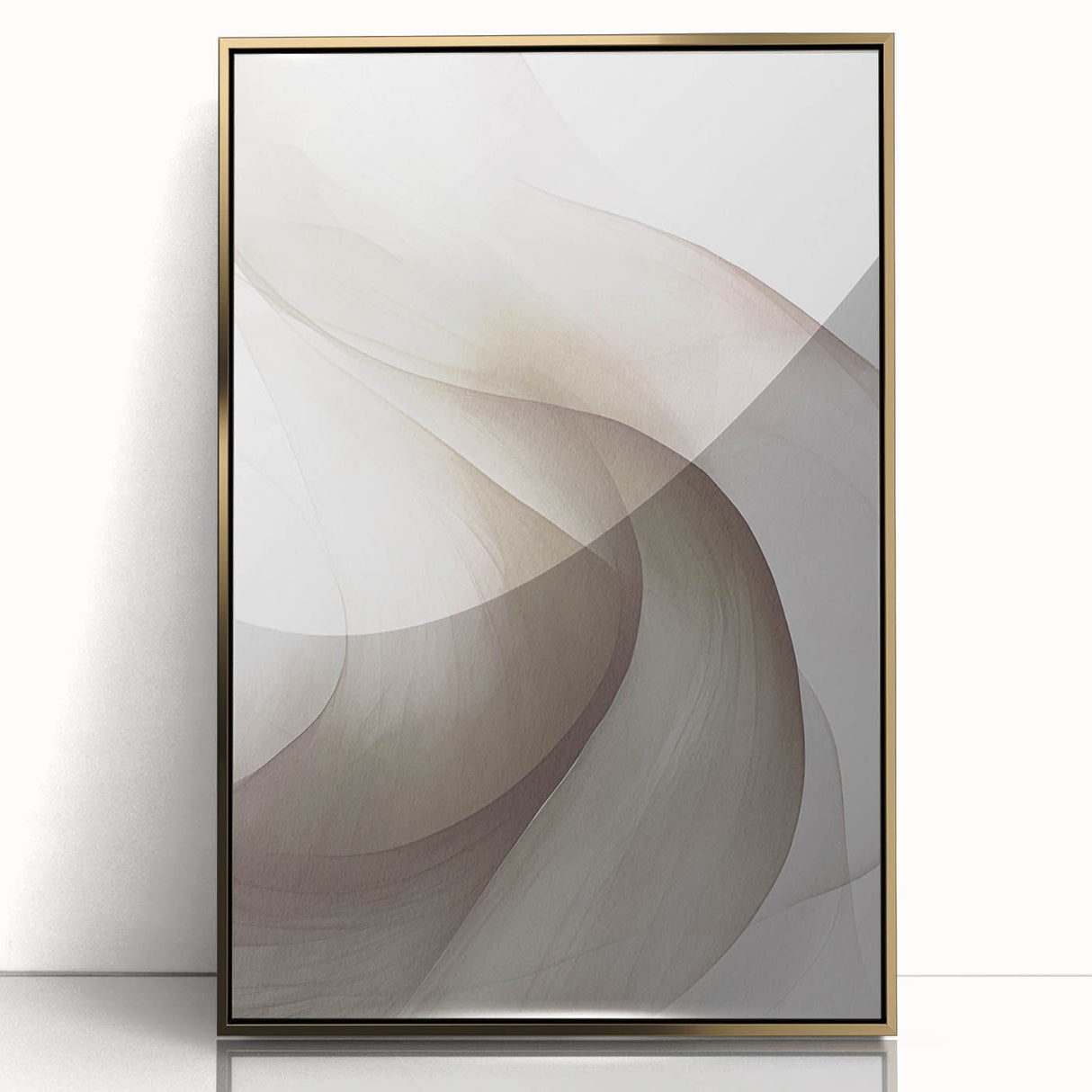 Framed abstract modern wall art featuring a striking gold design, showcased from the front against a neutral background, perfect for contemporary home decor.