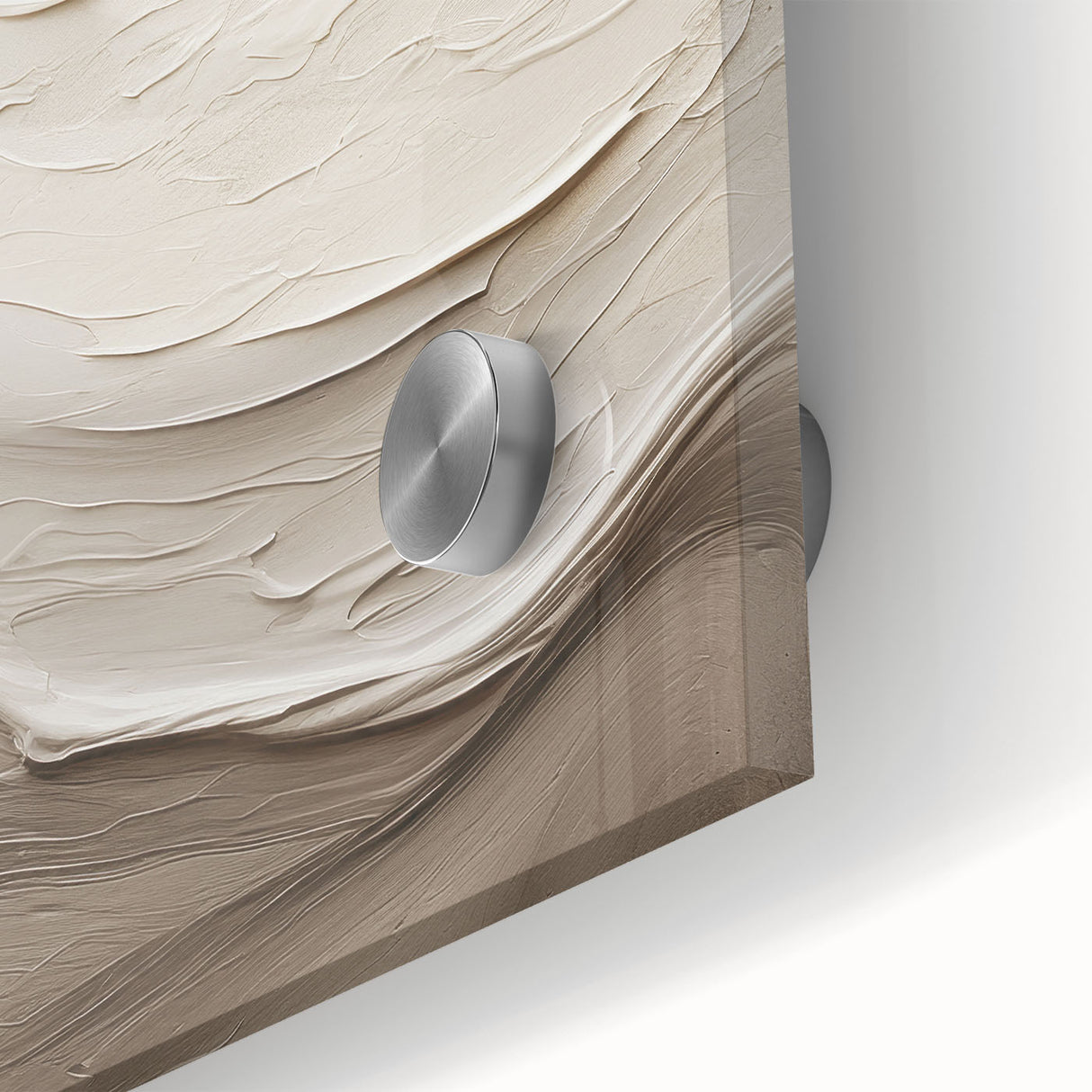 Close-up of an abstract modern wall art piece featuring vibrant colors and geometric shapes, designed for contemporary home decor. This acrylic glass artwork adds a stylish touch to any living space.