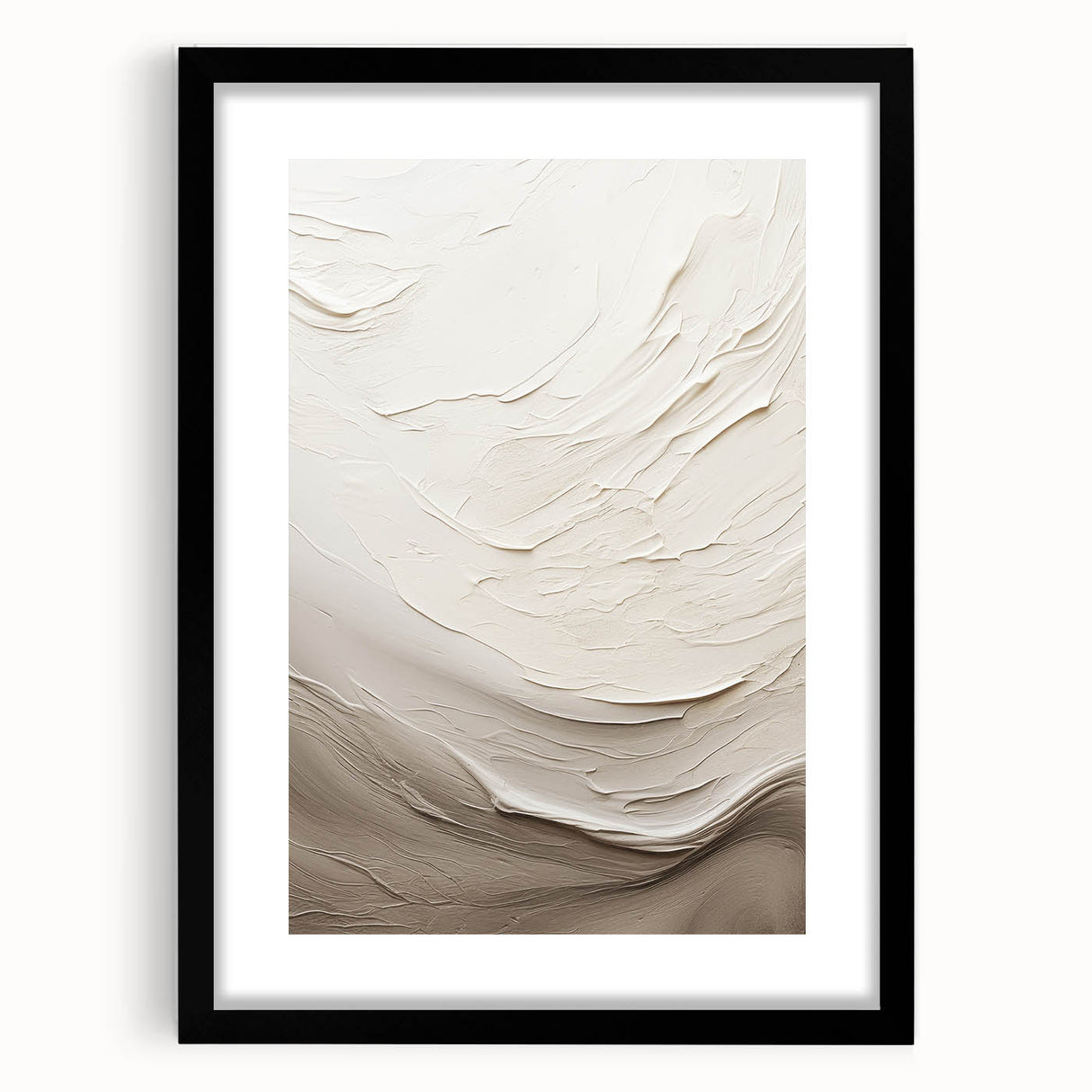 Modern abstract wall art collection featuring a framed piece with a black mat, showcasing vibrant colors and geometric shapes, ideal for contemporary decor.