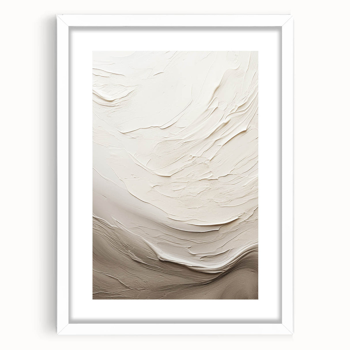 Abstract modern wall art framed with a white mat, showcasing a vibrant geometric design in bold colors, perfect for contemporary home decor.