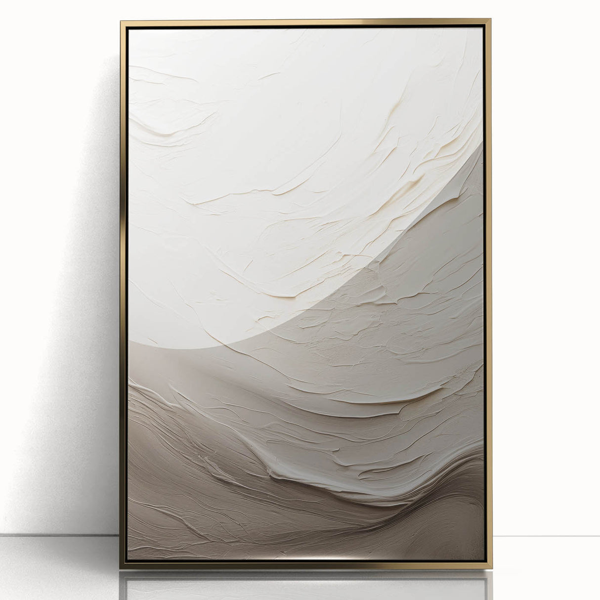 Framed abstract modern wall art print featuring geometric shapes in gold and black, enhancing contemporary decor with a stylish, elegant touch.