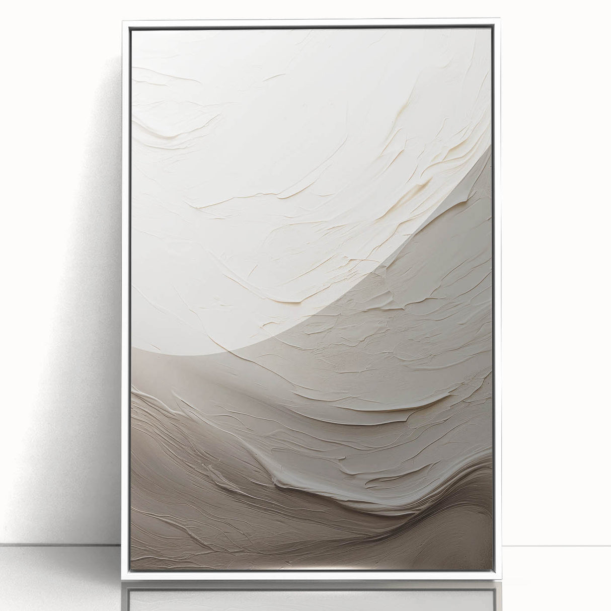 Framed modern abstract wall art design showcasing vibrant geometric shapes in a sleek white frame, perfect for contemporary home decor.