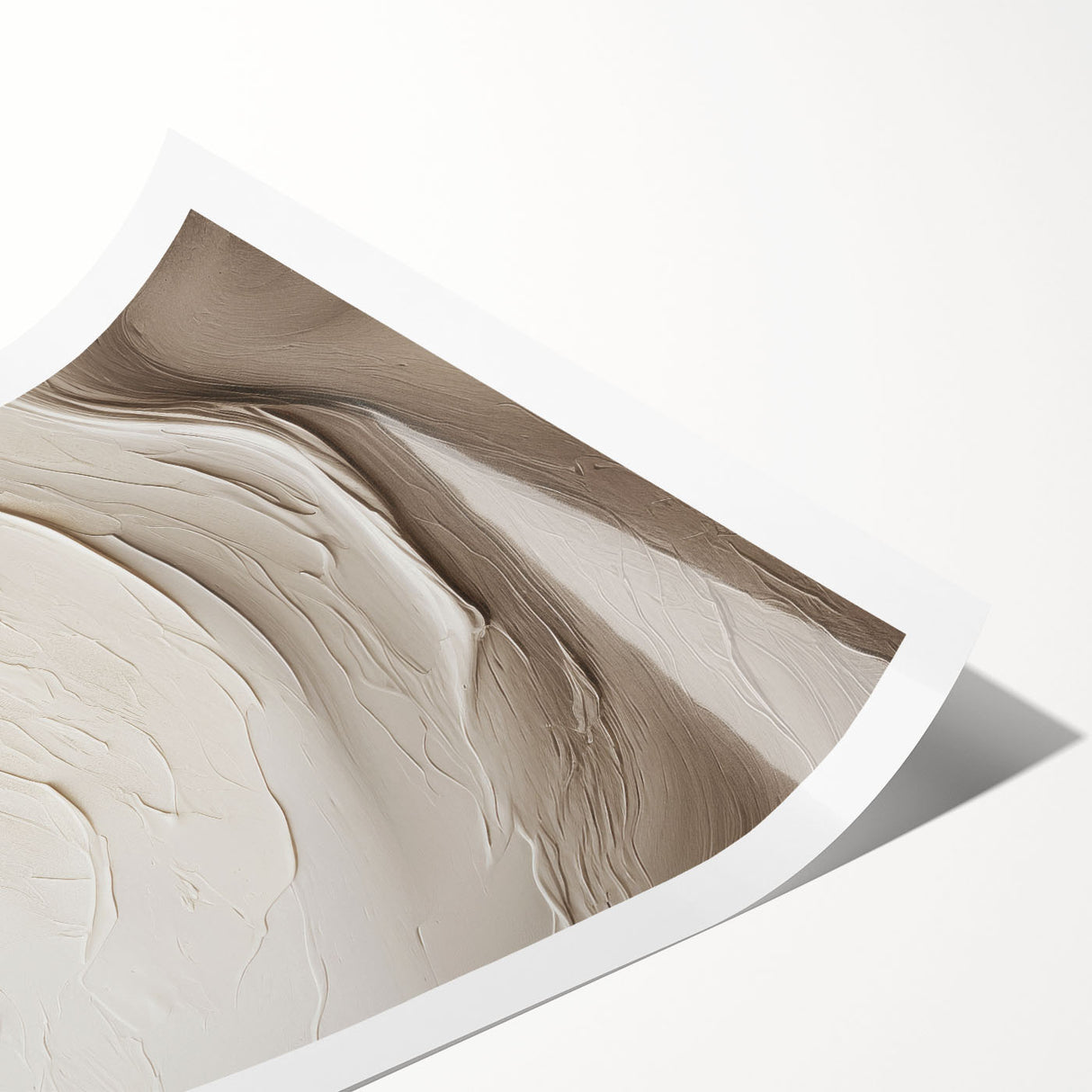 Abstract modern wall art print in vibrant colors featuring geometric shapes and fluid lines, rolled for shipping in a protective cardboard tube, ideal for contemporary decor.