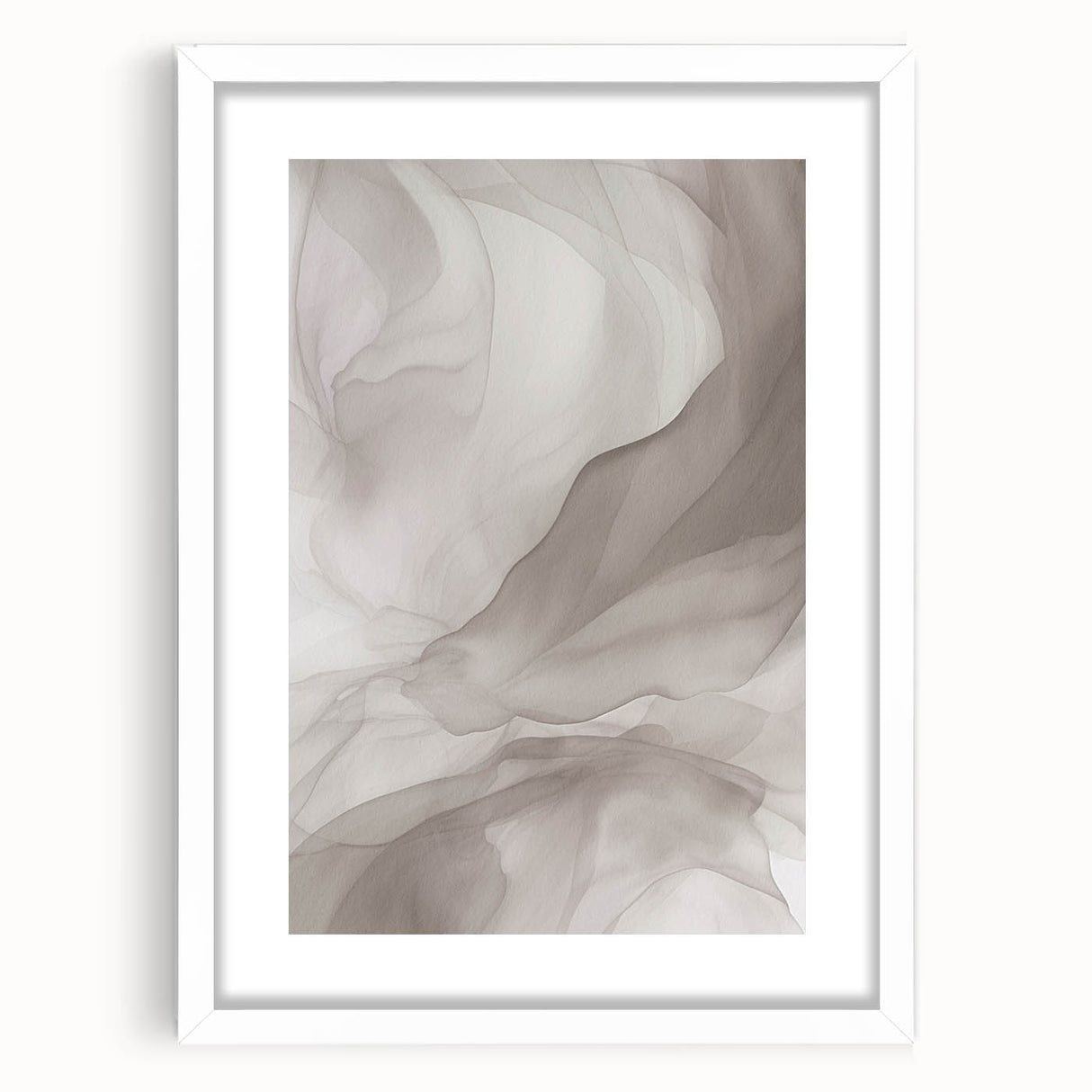 Framed abstract modern wall art collection showcasing vibrant colors and geometric designs, displayed in a white mat for an elegant finish.