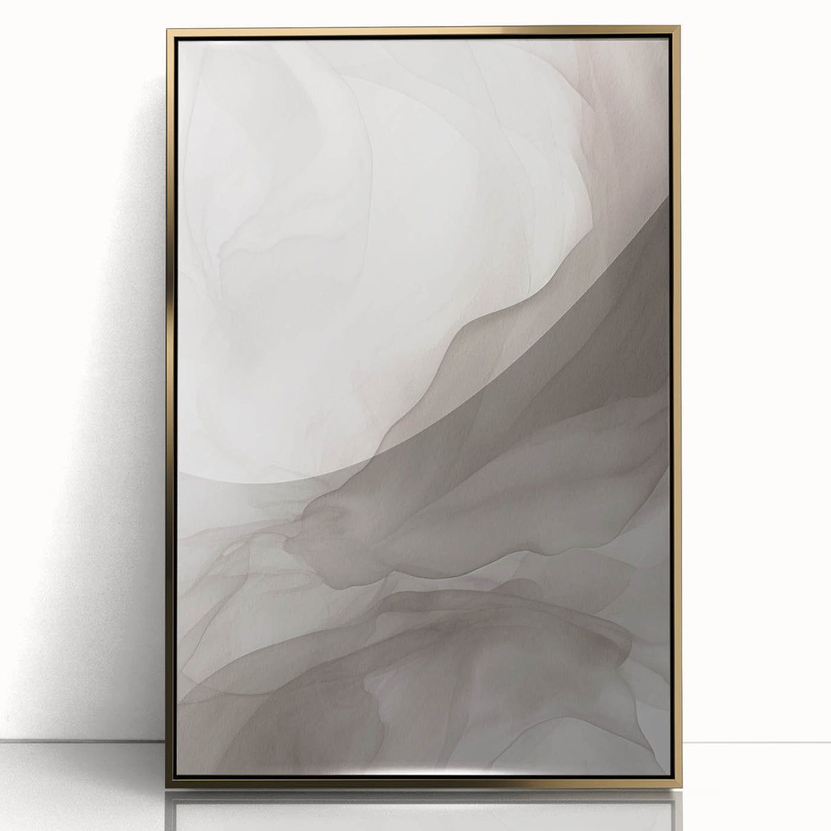 Framed abstract modern wall art collection with gold accents, showcasing a sleek design that enhances contemporary interiors.