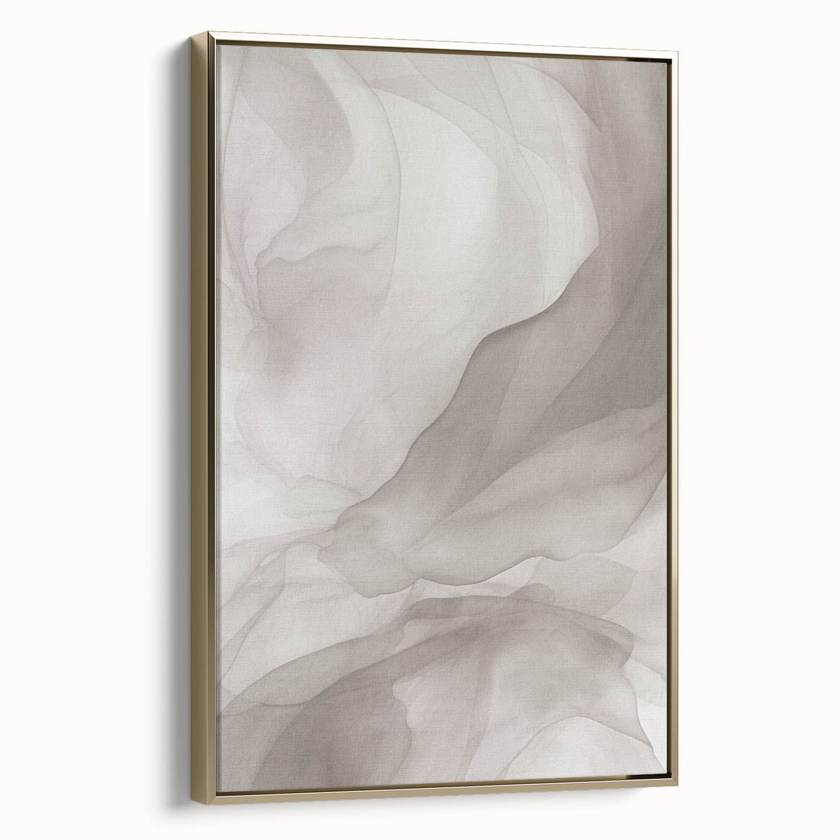 Framed abstract modern wall art collection showcasing gold accents on textured canvas, elegantly displayed from a side view against a neutral background.
