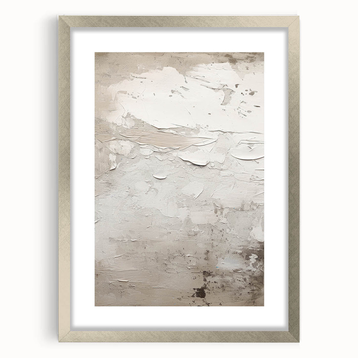 Abstract modern wall art collection framed in silver, showcasing geometric patterns with a matte finish, perfect for contemporary home decor.