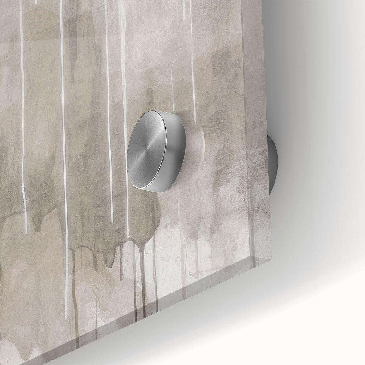 Close-up of an abstract modern design wall art piece featuring vibrant colors and geometric shapes, crafted on acrylic glass, ideal for contemporary decor.