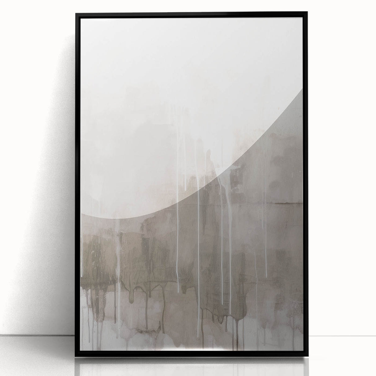 Framed abstract modern wall art in black acrylic, showcasing geometric shapes and vibrant colors, perfect for contemporary home decor or office spaces.