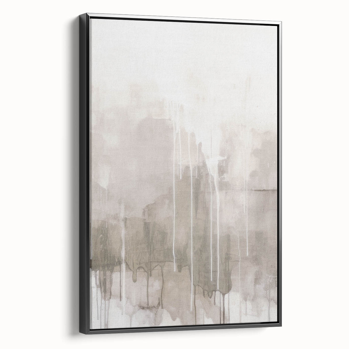 Framed canvas wall art featuring a modern abstract design with bold colors and geometric shapes, viewed from the side, perfect for contemporary decor.