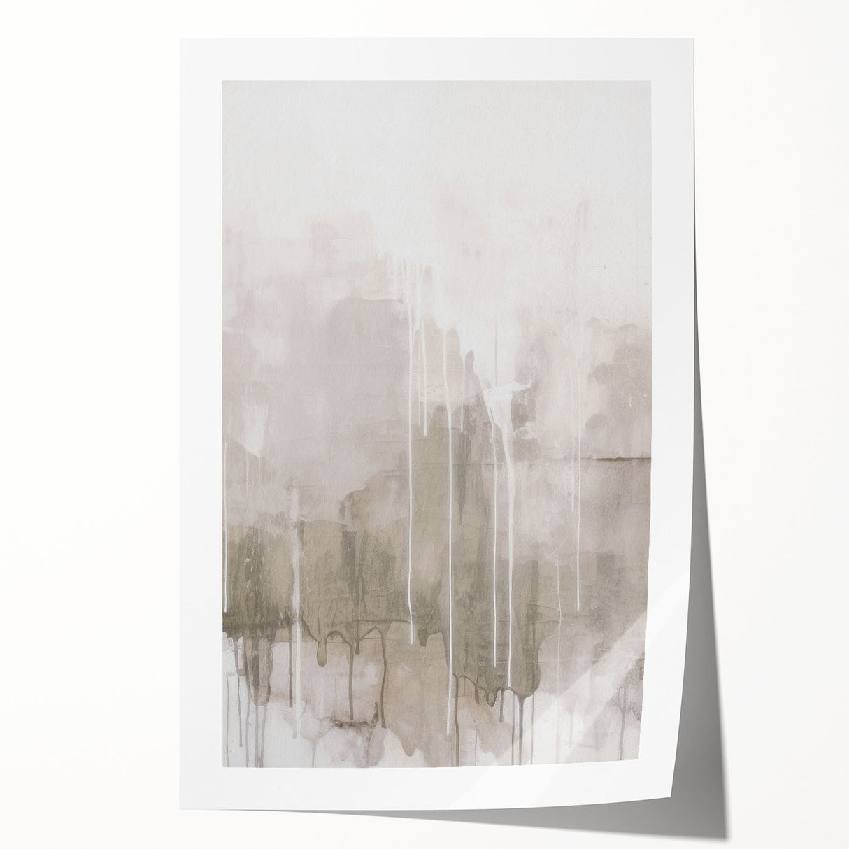 Abstract modern wall art print featuring vibrant geometric shapes in bold colors, elegantly rolled and packaged in a protective cardboard tube, ideal for contemporary decor.