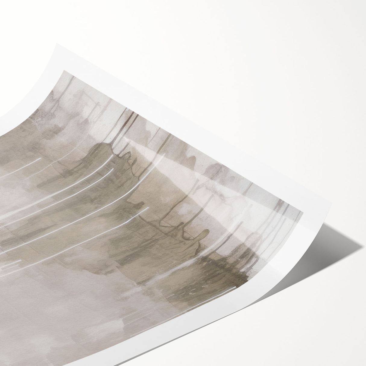 Abstract modern wall art print showcasing vibrant geometric patterns in shades of blue, orange, and yellow, highlighting contemporary artistic expression, rolled for easy display.