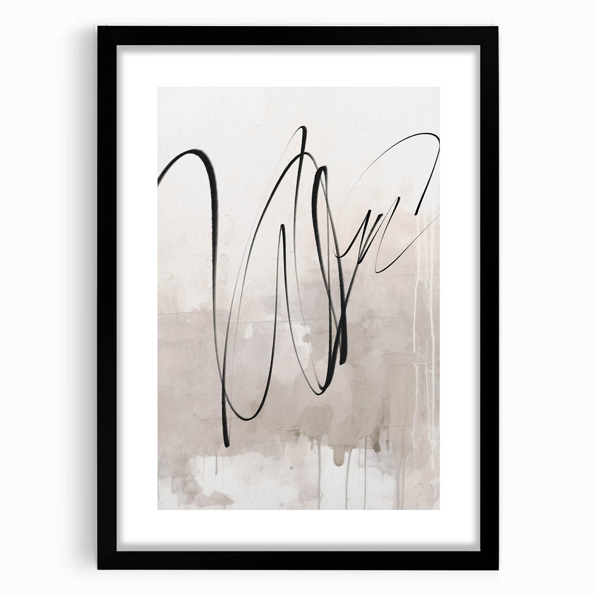 Abstract modern design wall art collection frame with a black mat, showcasing a geometric pattern and contemporary aesthetic, perfect for stylish home decor.