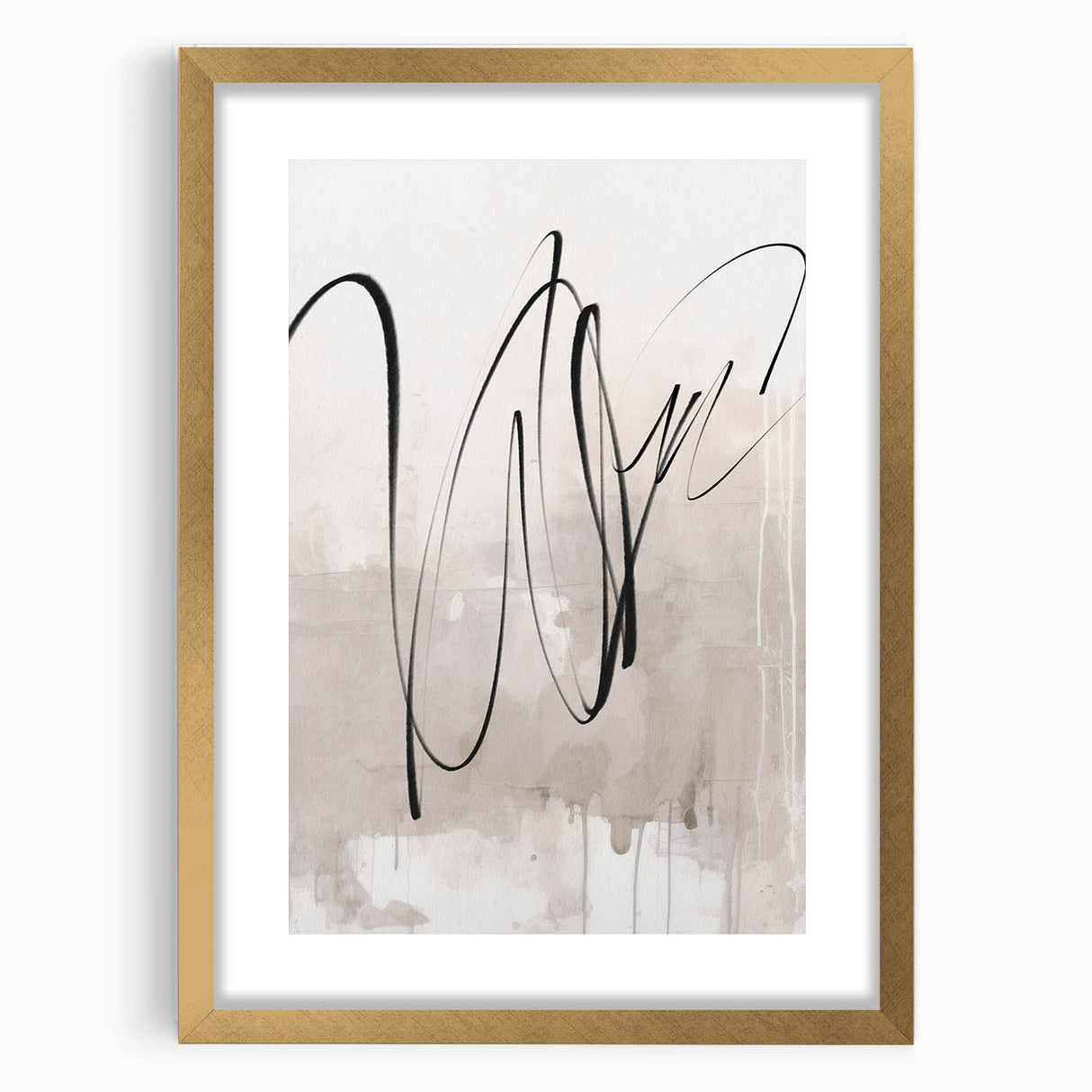 Abstract modern wall art collection framed with a gold mat, showcasing a vibrant geometric design that enhances contemporary decor; ideal for living spaces.