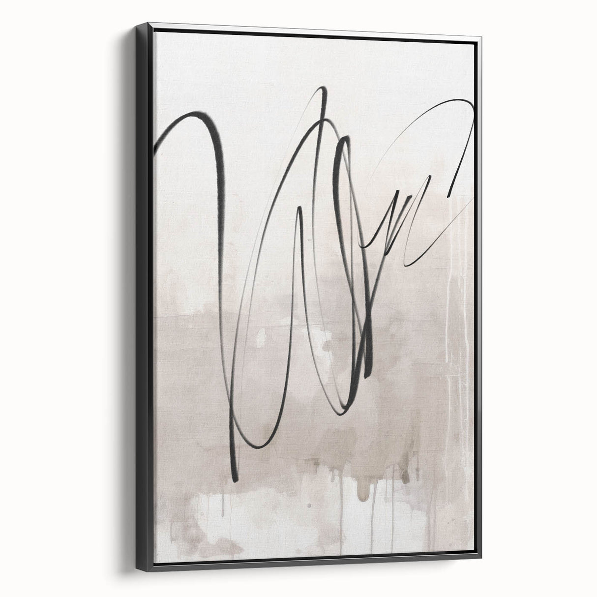 Framed abstract modern wall art with a sleek black side view, showcasing geometric patterns and vibrant colors, perfect for contemporary home decor.