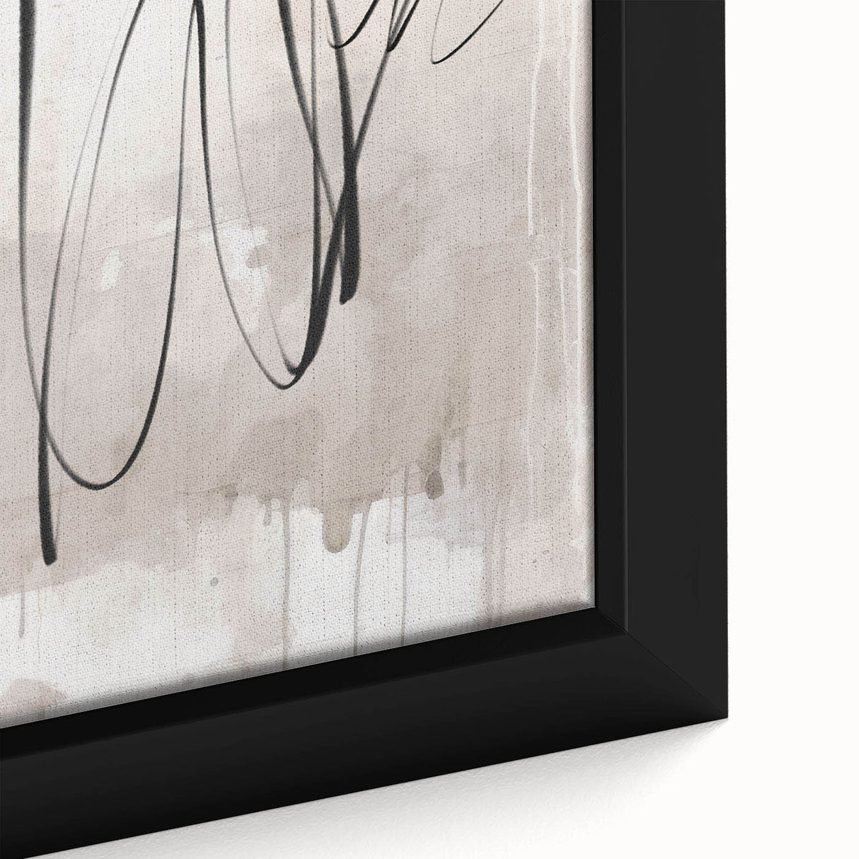 Abstract modern wall art collection featuring a close-up view of a framed canvas, showcasing vibrant colors and intricate patterns, ideal for stylish home decor.