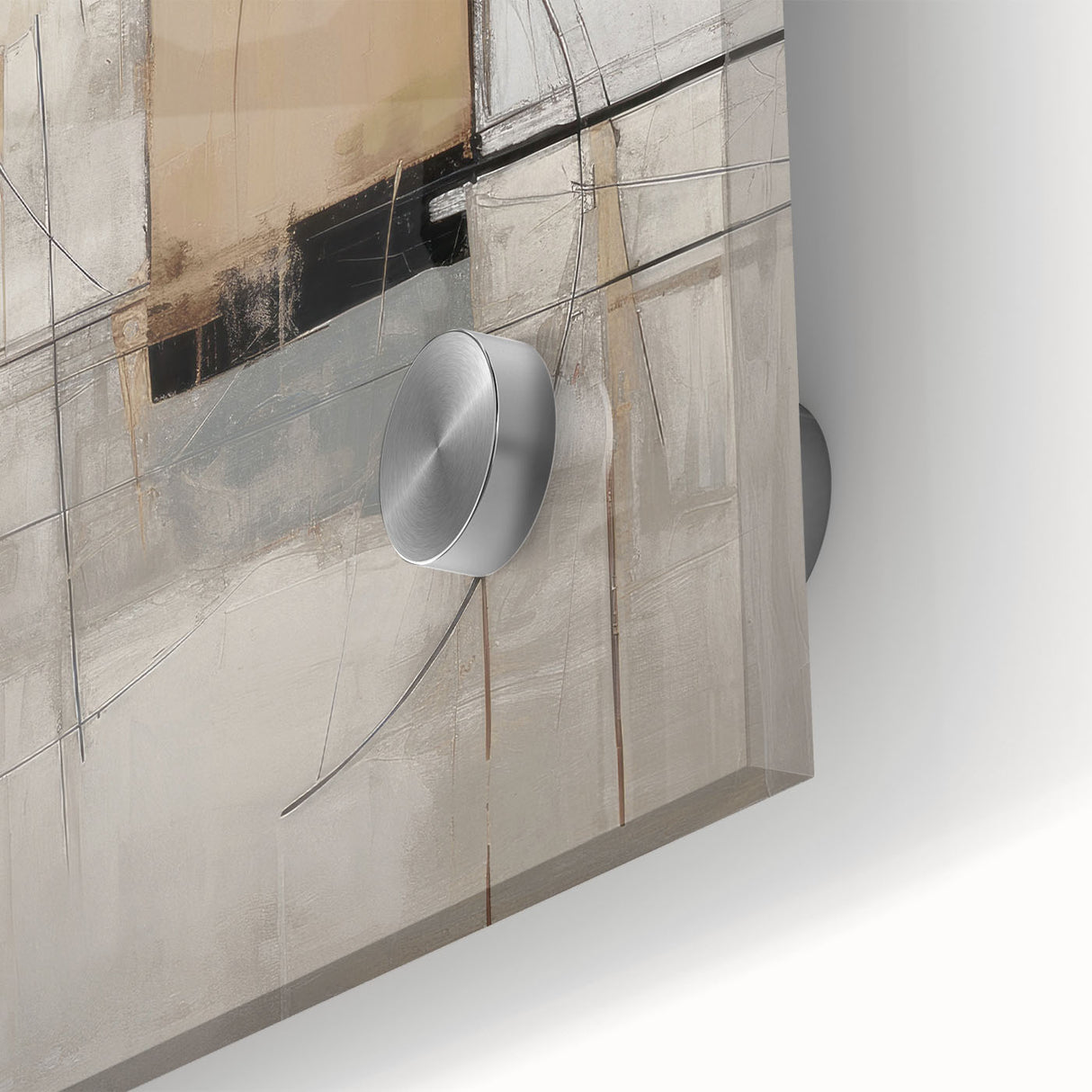 Abstract modern wall art piece showcasing vibrant colors and geometric shapes, printed on acrylic glass for a striking effect, perfect for contemporary interiors.