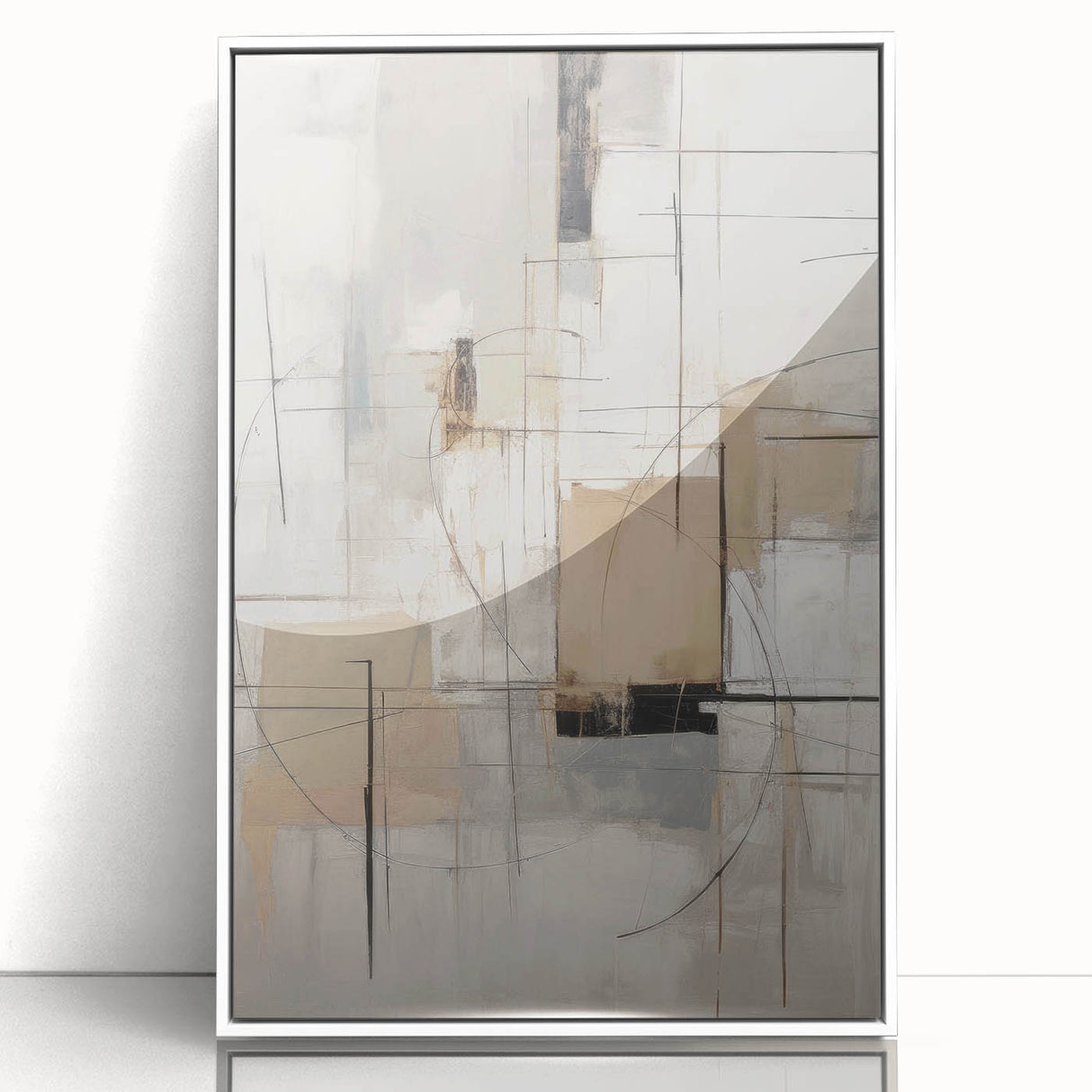 Framed abstract modern wall art featuring a vibrant geometric design in bold colors, displayed against a white background, perfect for contemporary home decor.