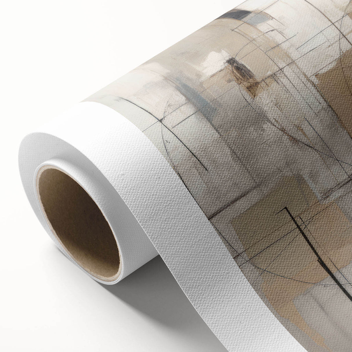 Abstract modern wall art collection showcasing vibrant geometric shapes and a blend of bold colors on rolled canvas, ideal for contemporary home decor.