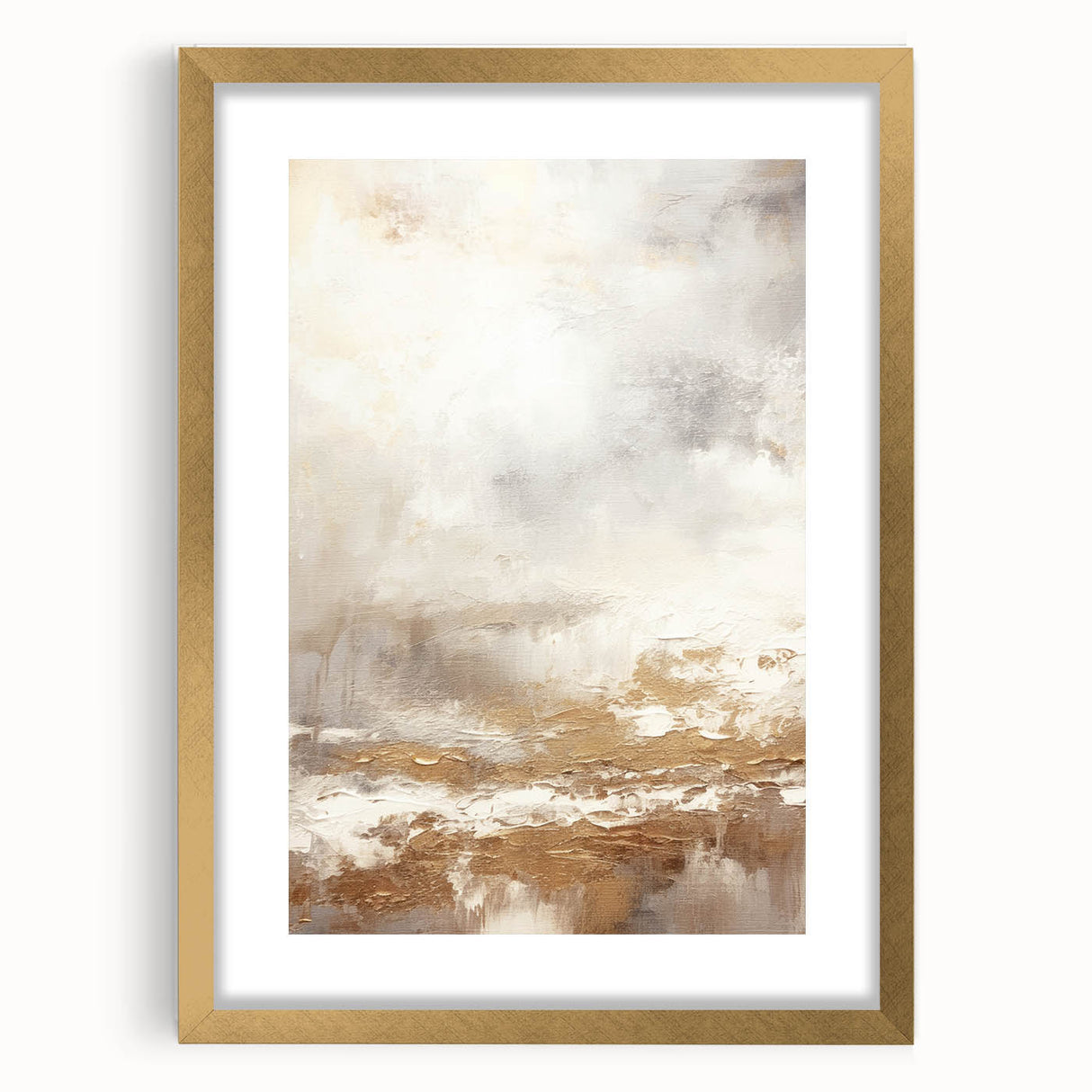 Abstract modern wall art collection framed in gold with a mat, showcasing vibrant colors and geometric patterns, ideal for contemporary home decor.