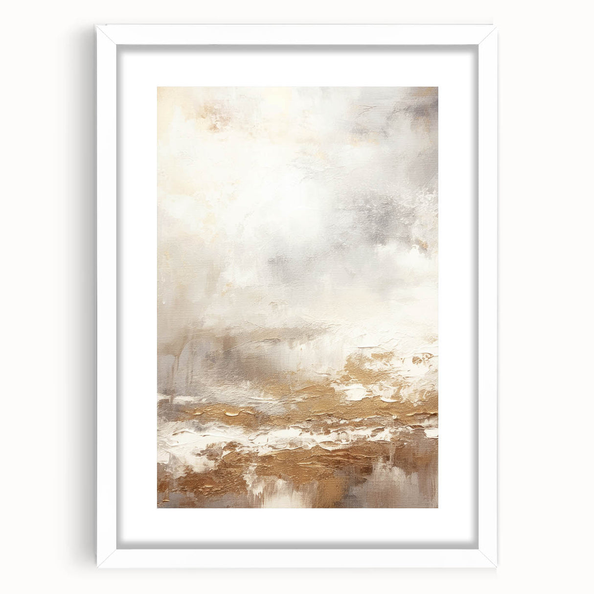 Abstract modern wall art collection featuring a white frame and mat, showcasing vibrant geometric designs that enhance contemporary decor. Perfect for living spaces or offices.