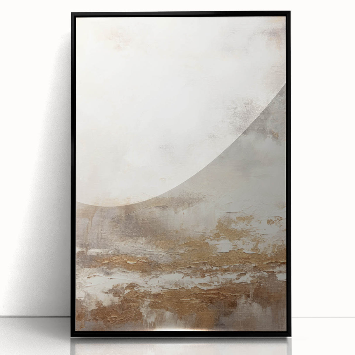 Framed abstract modern wall art featuring a sleek black design, showcasing geometric shapes and vibrant colors, perfect for contemporary home decor.