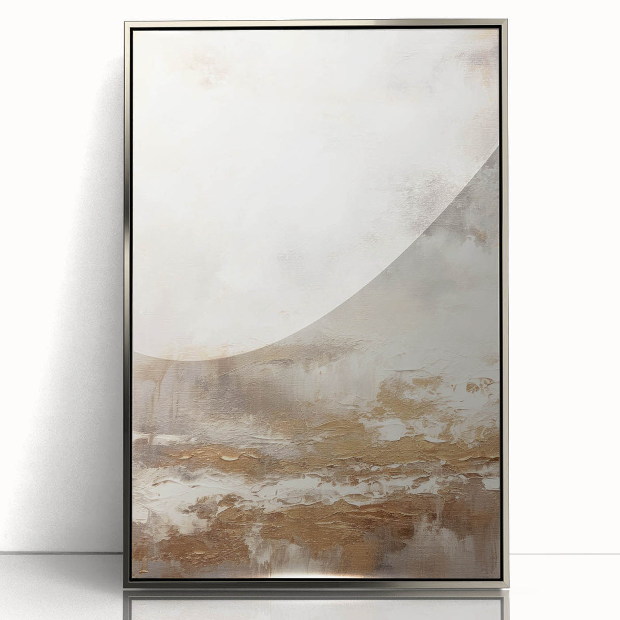 Framed abstract modern wall art collection showcasing a sleek silver design, perfect for contemporary decor. Ideal for enhancing living spaces with elegance.