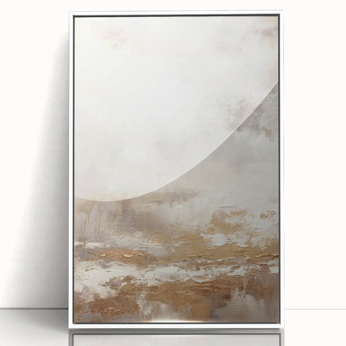 Framed abstract modern wall art design showcasing vibrant colors and geometric shapes, featuring a sleek white frame, ideal for contemporary home decor.