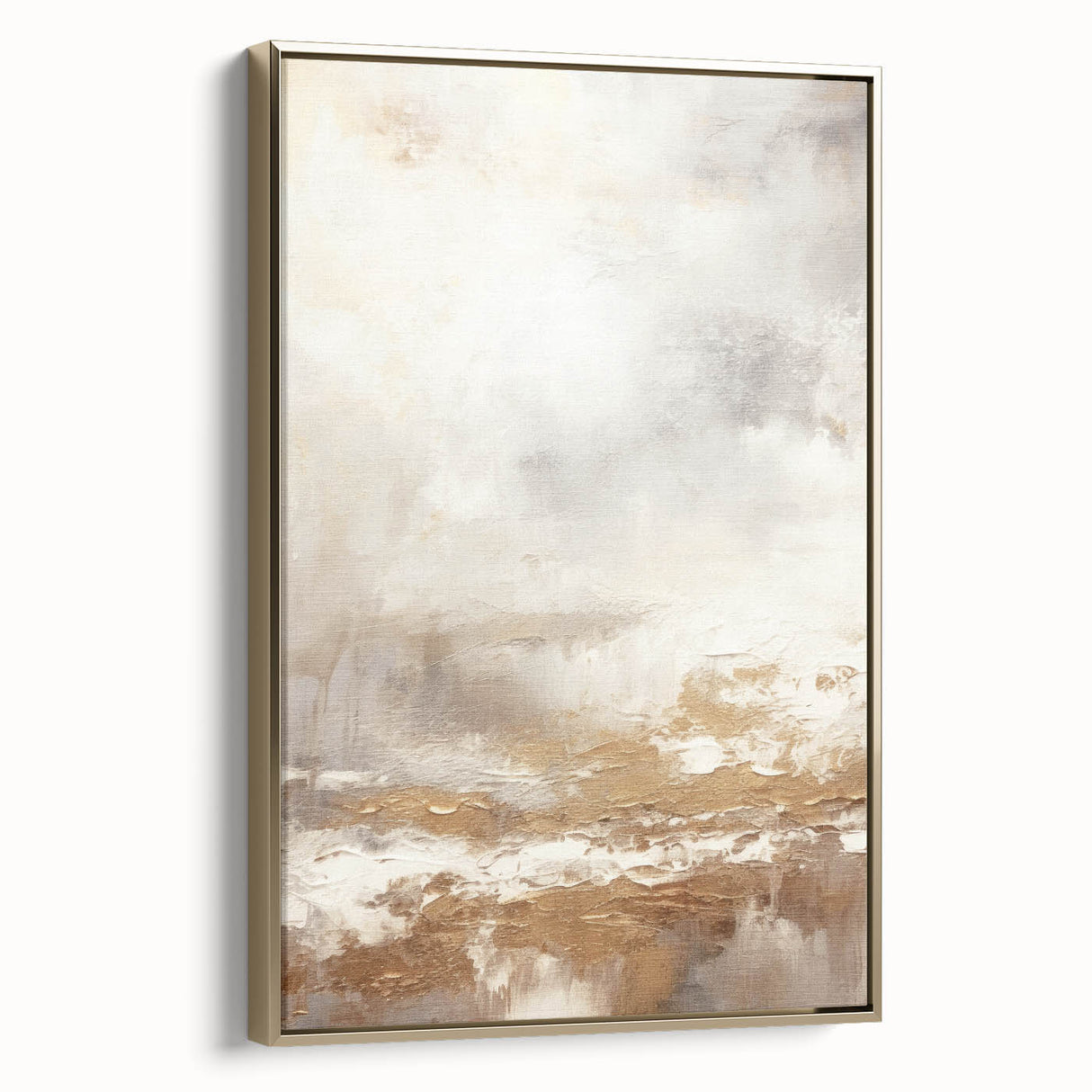 Framed wall art showcasing an abstract modern design with gold accents, set against a neutral background, perfect for contemporary home décor.