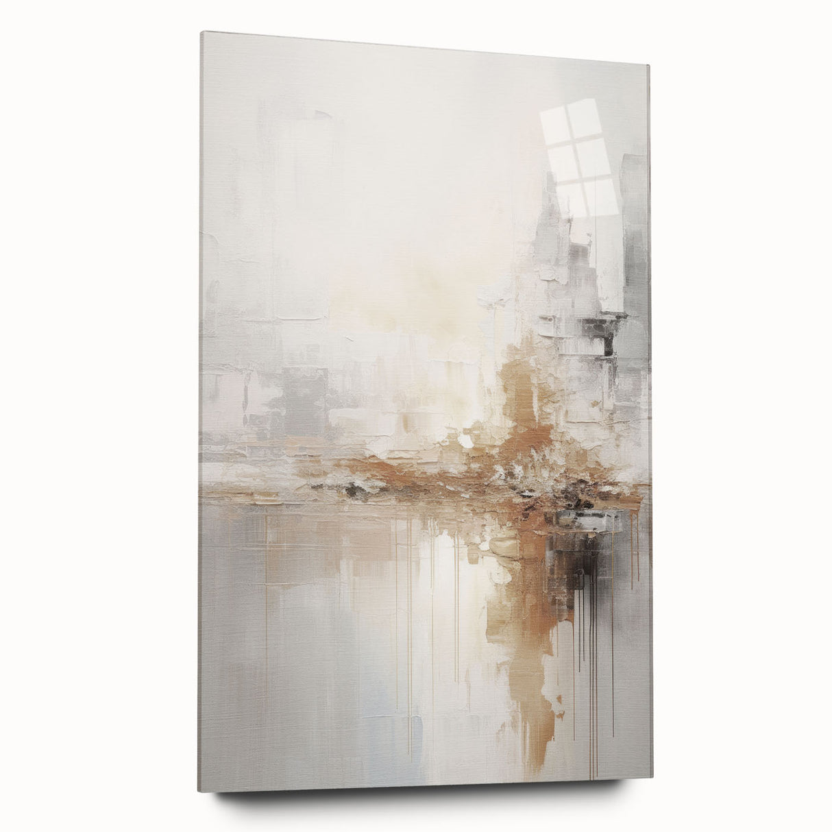 Abstract modern wall art collection displayed in a side view, showcasing vibrant acrylic glass design with bold colors and intricate patterns, perfect for contemporary decor.