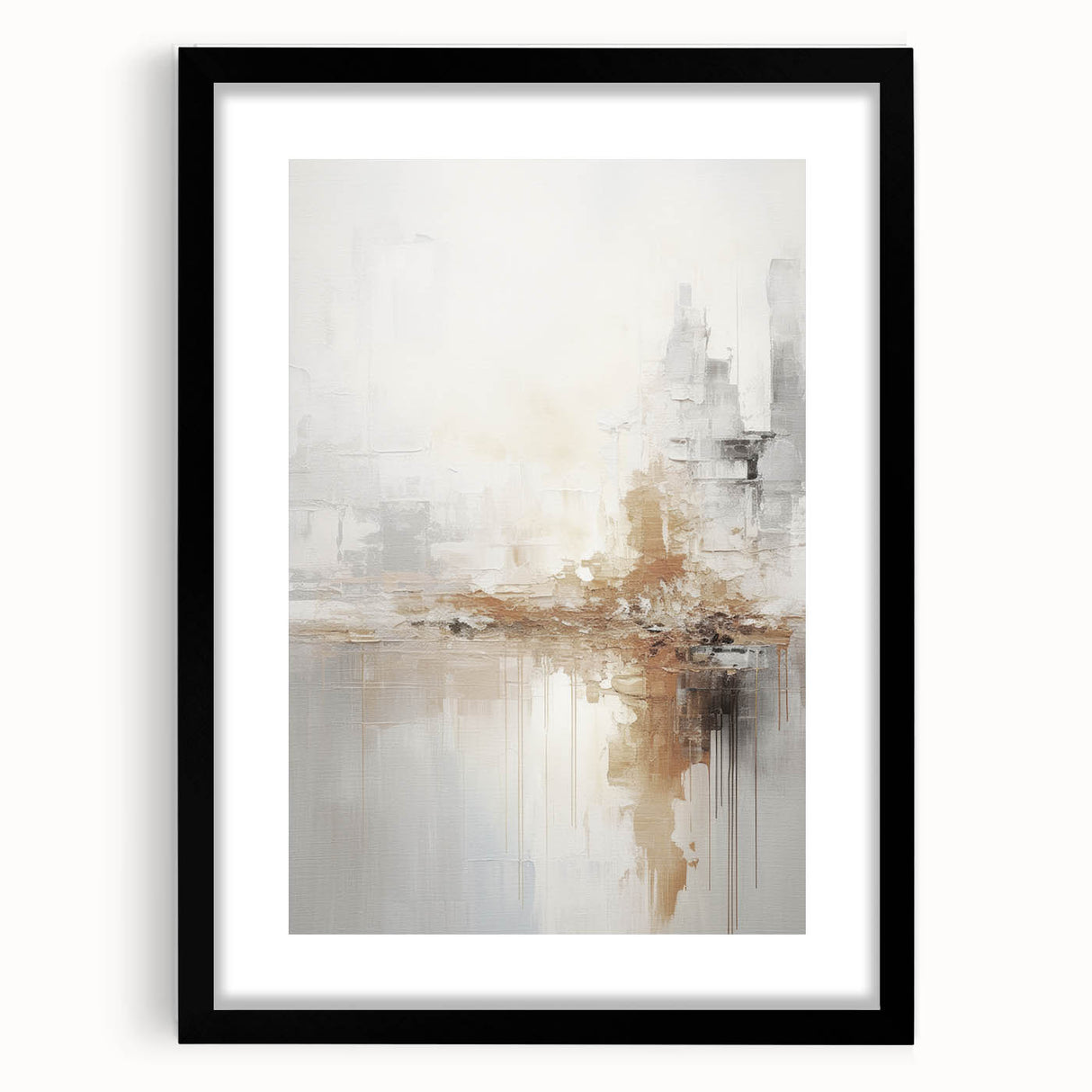 Abstract modern wall art collection featuring a black frame with mat, showcasing vibrant geometric patterns that enhance contemporary decor aesthetics.