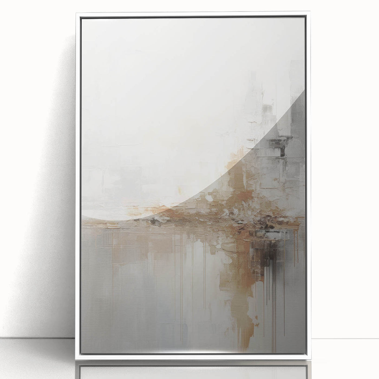 Framed abstract modern wall art featuring a vibrant color palette of blue, orange, and white, designed to enhance contemporary home decor. Ideal for living rooms or offices, this artwork adds a touch of elegance and creativity to any space.