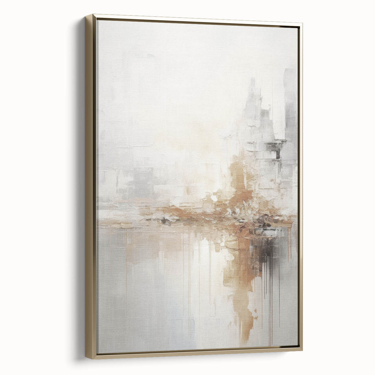 Framed abstract modern wall art collection featuring a gold side view design, showcasing vibrant colors and contemporary patterns, perfect for enhancing home decor.