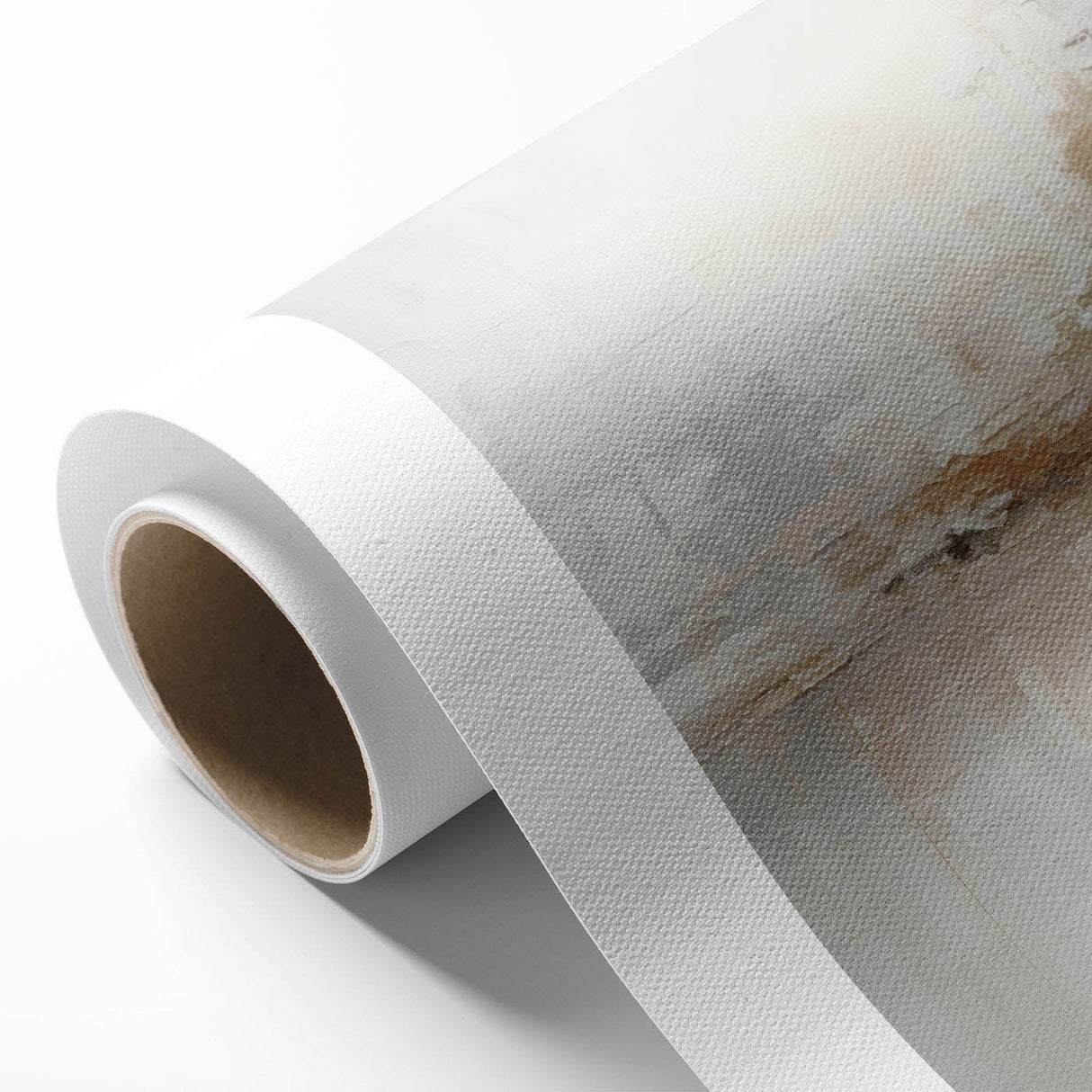 Abstract modern wall art design showcasing vibrant colors and geometric shapes on a rolled canvas, ideal for contemporary home decor or office settings.