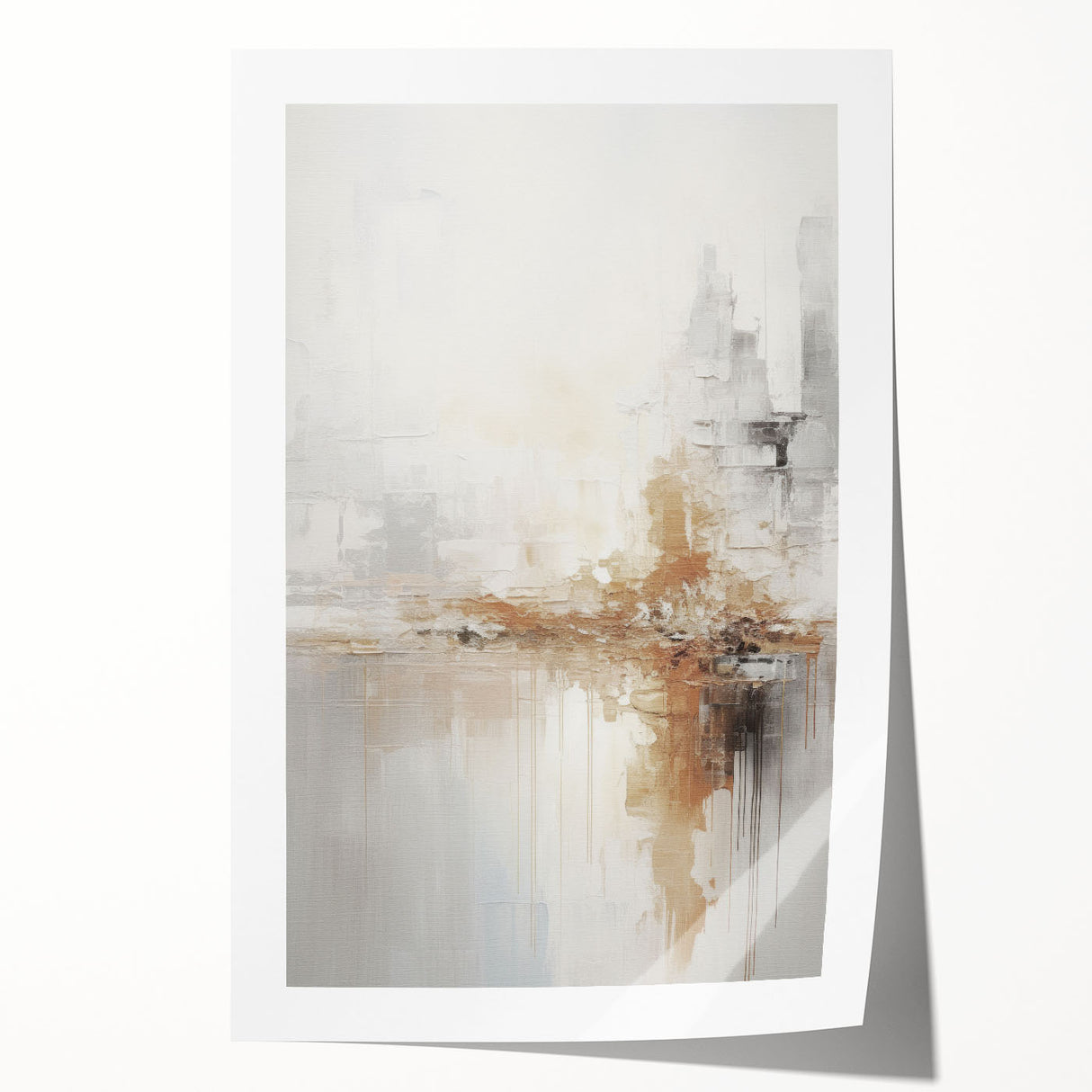 Abstract modern wall art print showcasing vibrant colors and geometric patterns, rolled for easy shipping in a protective cardboard tube. Perfect for contemporary home decor.