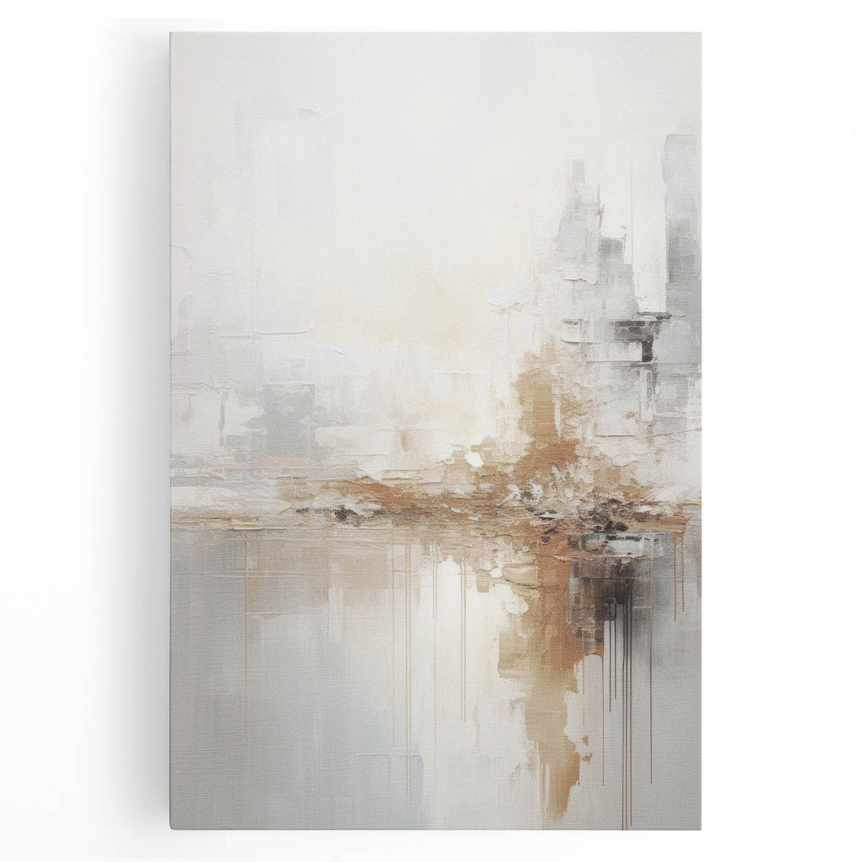 Abstract modern wall art collection displayed on a stretched canvas, showcasing vibrant colors and geometric shapes, perfect for contemporary home decor.