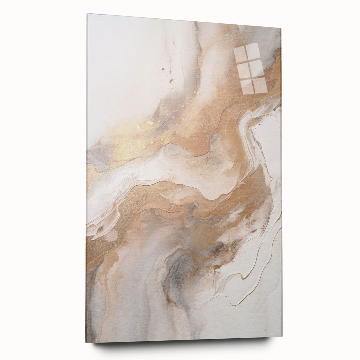 Abstract modern wall art collection featuring vibrant colors and geometric shapes, displayed in a sleek acrylic frame, enhancing contemporary decor.