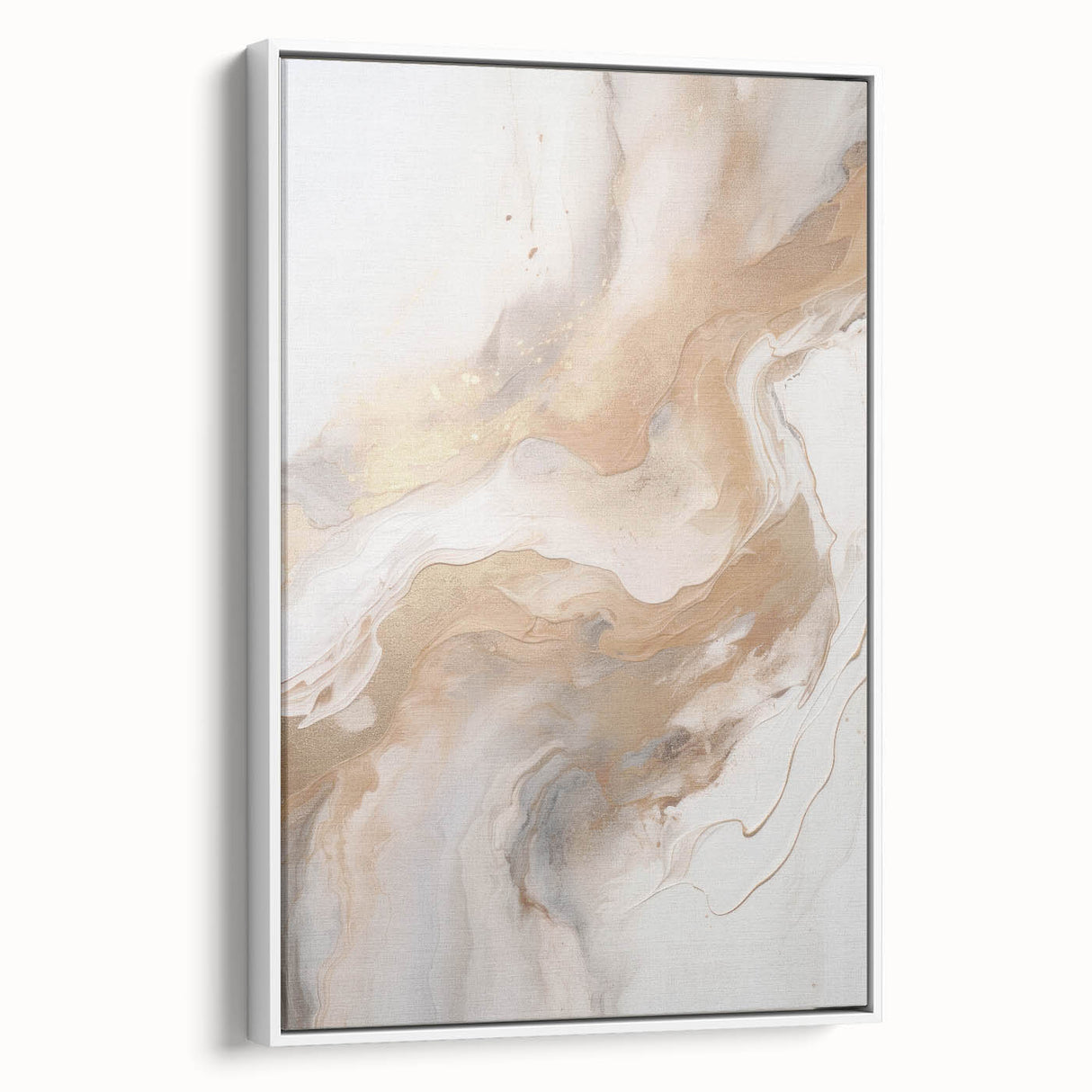 Framed abstract modern wall art design showcasing dynamic shapes and vibrant colors on a white background, perfect for contemporary home decor.