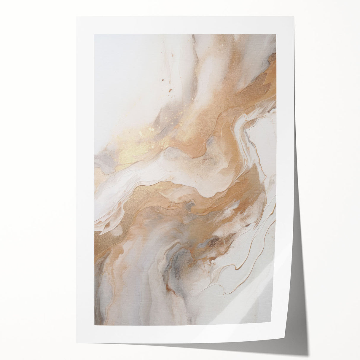 Abstract modern wall art print showcasing vibrant geometric shapes in shades of blue, orange, and yellow, perfect for contemporary home decor.