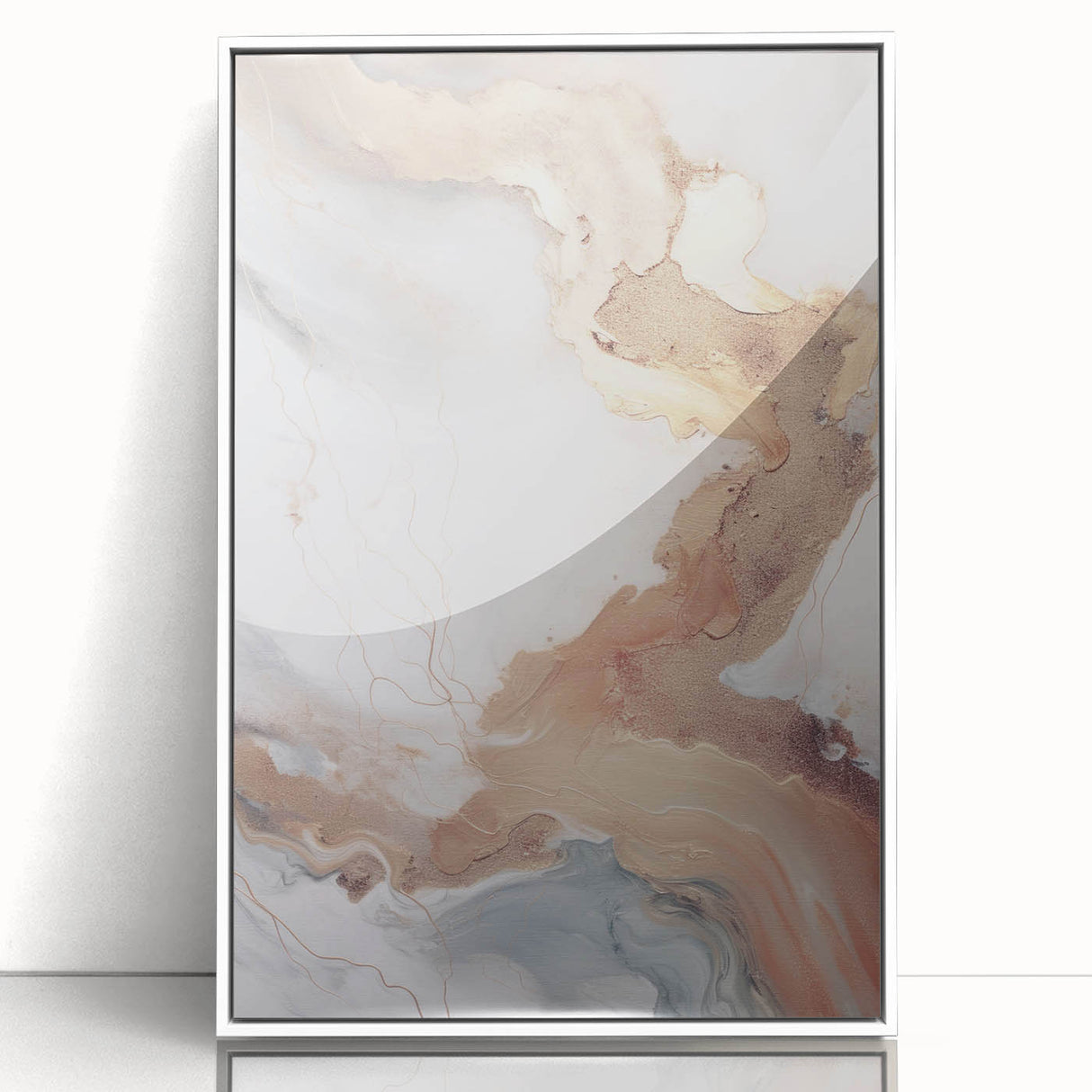 Framed abstract modern wall art collection featuring a white acrylic front, showcasing vibrant geometric patterns and colors ideal for contemporary decor.