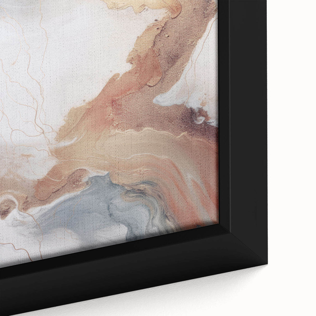 Close-up of a modern abstract wall art piece featuring vibrant colors and geometric shapes, elegantly framed to enhance contemporary decor. Perfect for adding a stylish touch to living spaces or offices.