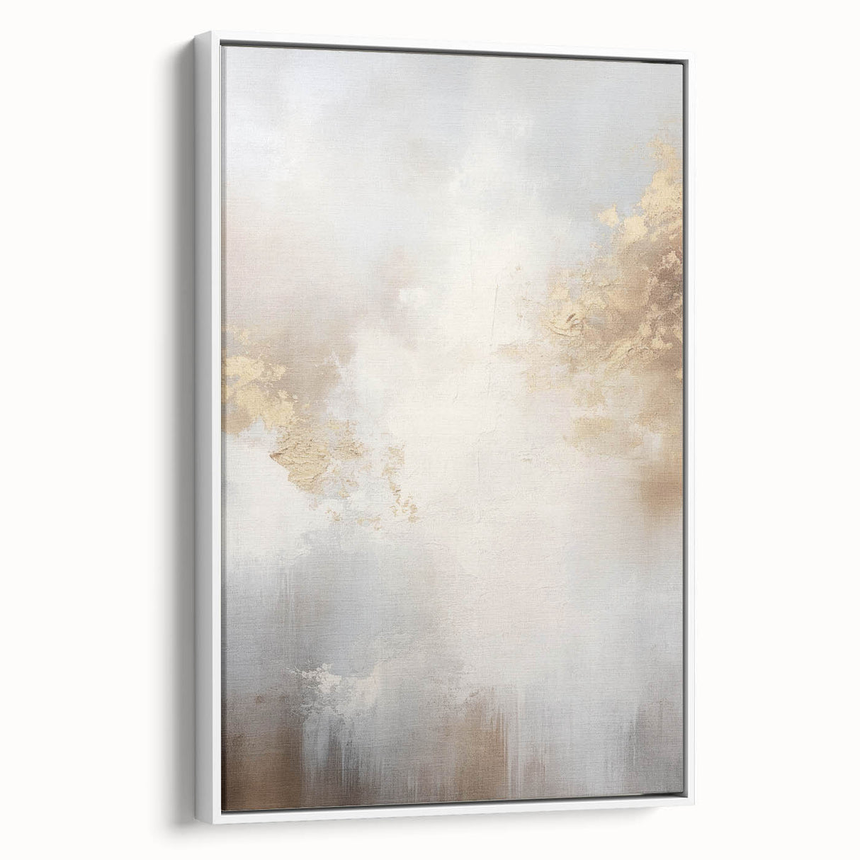 Framed wall art collection showcasing an abstract modern design with vibrant colors and geometric shapes, displayed in a stylish white frame from a side view.