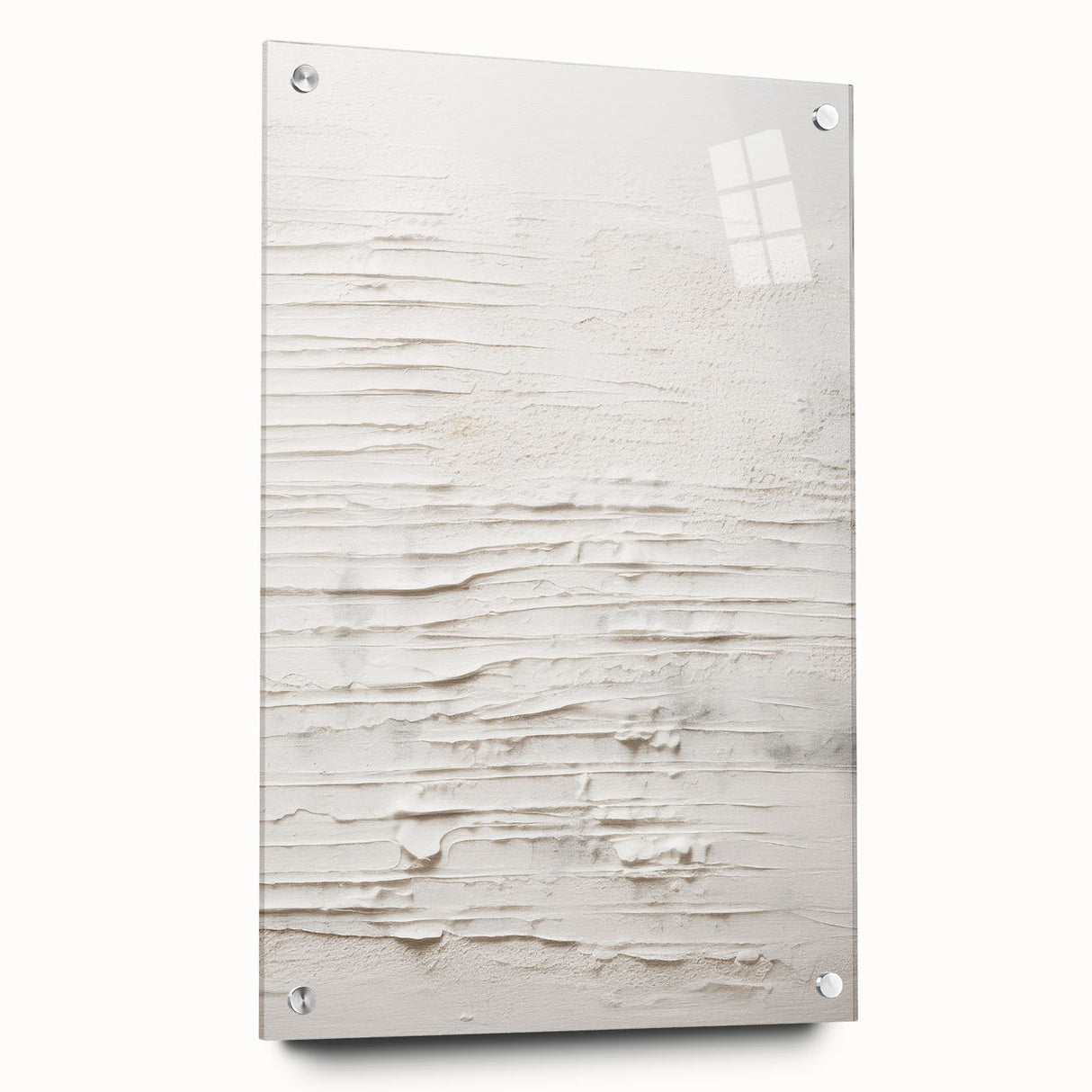 Abstract modern wall art collection featuring vibrant acrylic glass design, showcasing colorful geometric shapes and patterns, mounted with pins for display.