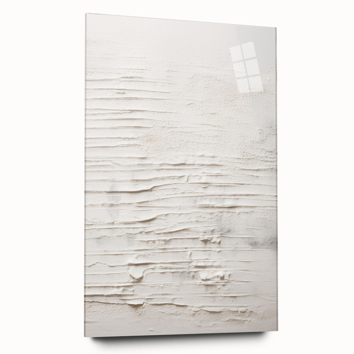 Abstract modern wall art collection displayed in a sleek acrylic glass frame, showcasing vibrant colors and dynamic shapes, perfect for contemporary home decor.