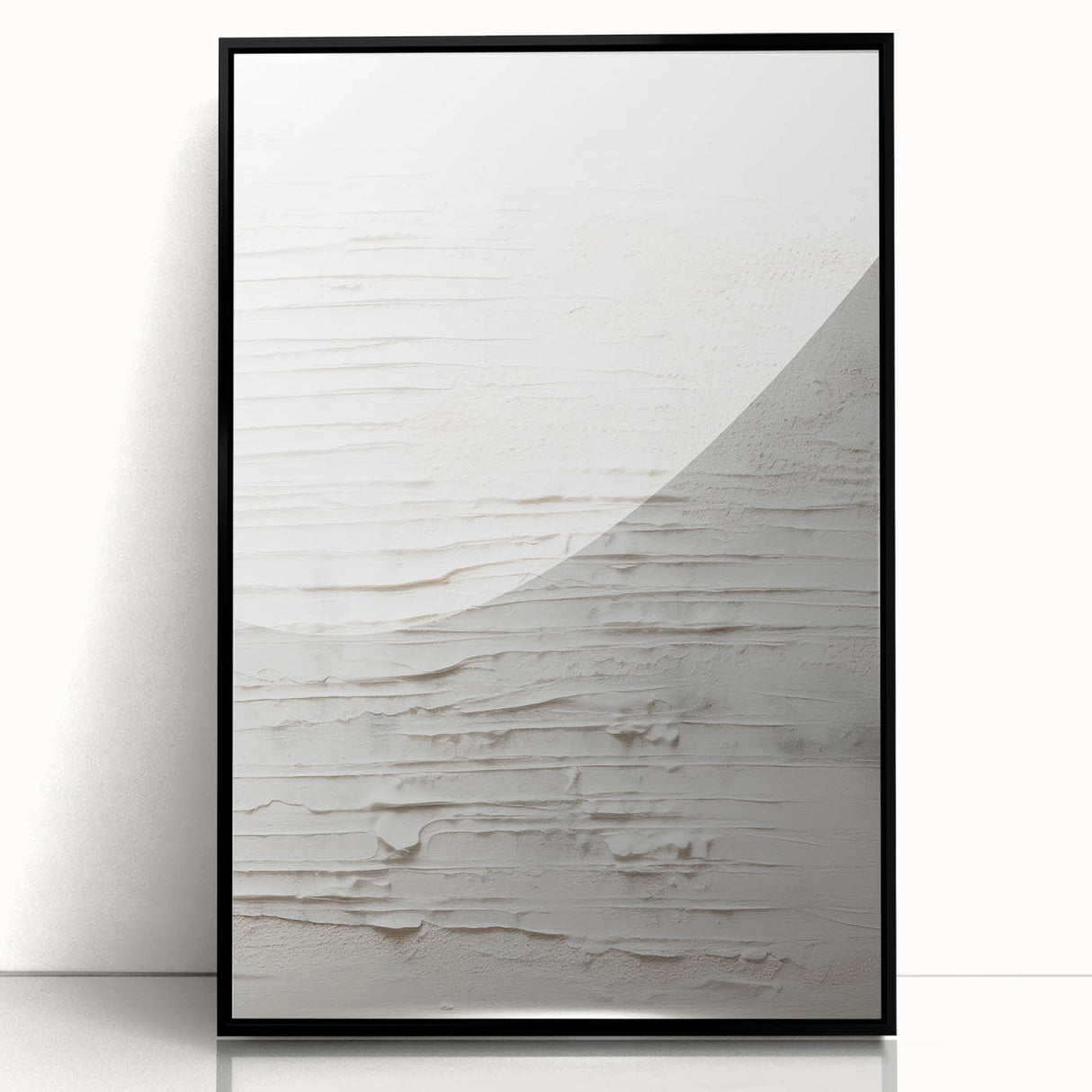 Framed abstract modern wall art collection featuring vibrant colors and geometric shapes, displayed with a sleek black frame for a contemporary aesthetic.