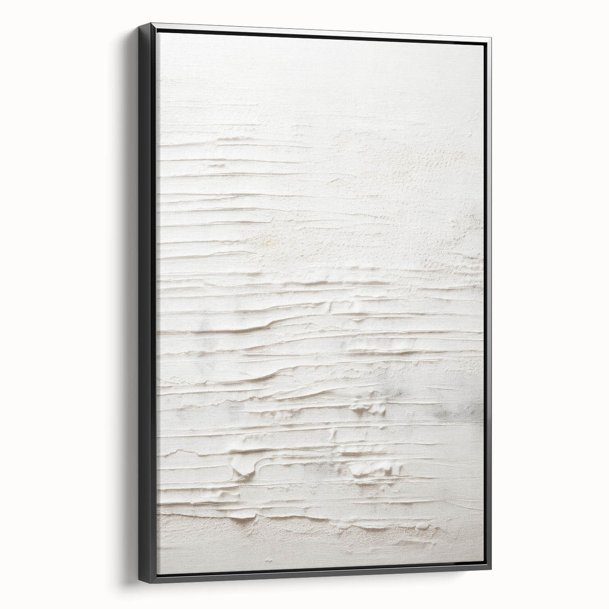 Abstract modern wall art collection featuring a framed black canvas with a sleek side view, showcasing geometric shapes and vibrant colors, ideal for contemporary decor.