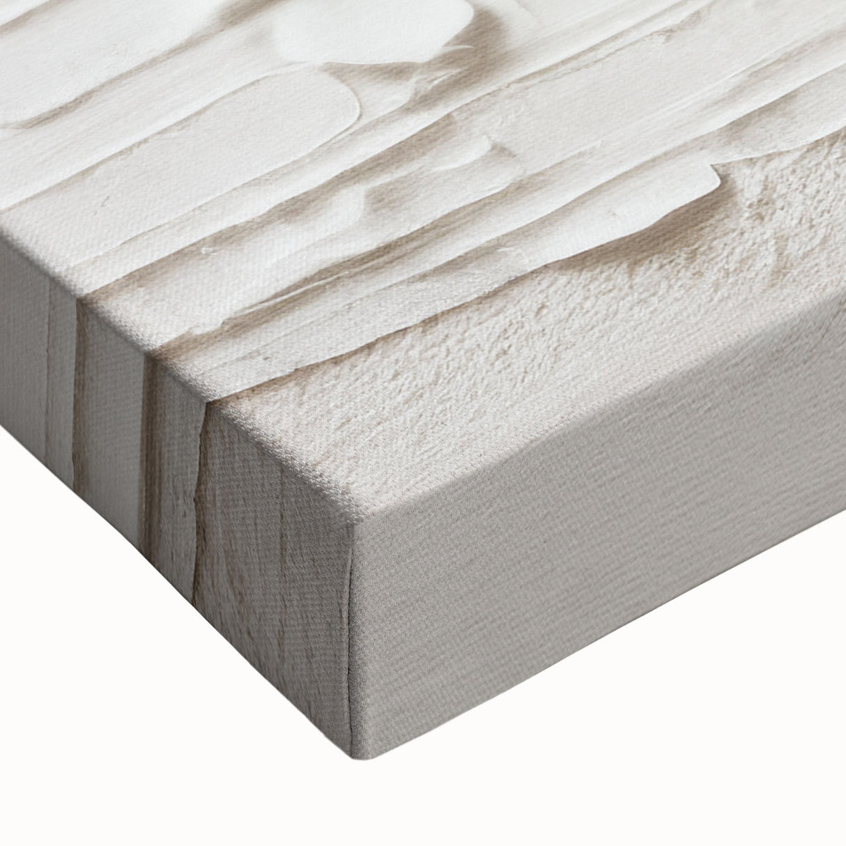 Close-up of an abstract modern design stretched canvas wall art piece featuring vibrant colors and intricate patterns, perfect for contemporary home decor.