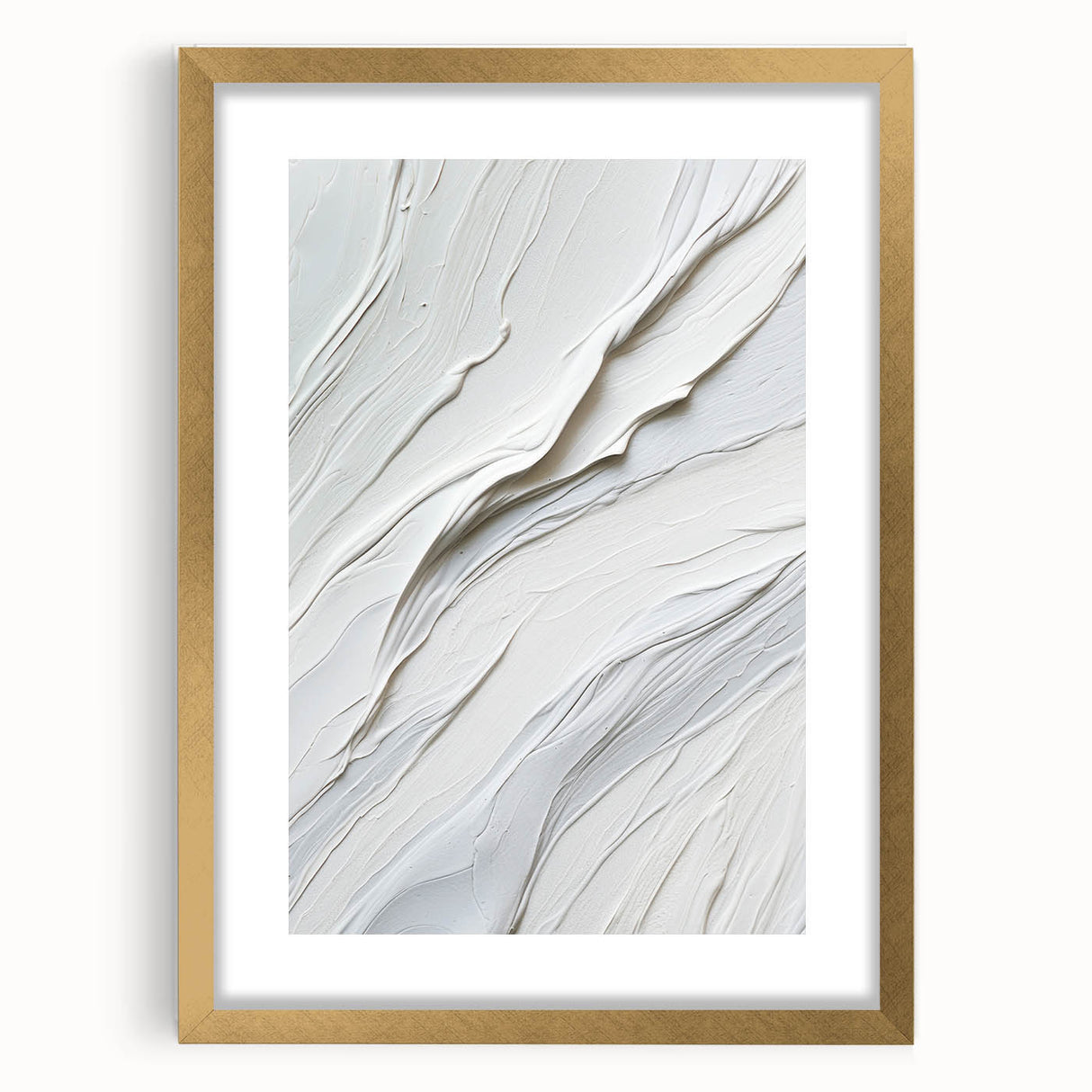 Abstract modern wall art collection featuring a gold frame and mat, showcasing a contemporary design suitable for elegant home decor. The piece enhances living spaces with its stylish and artistic appeal.